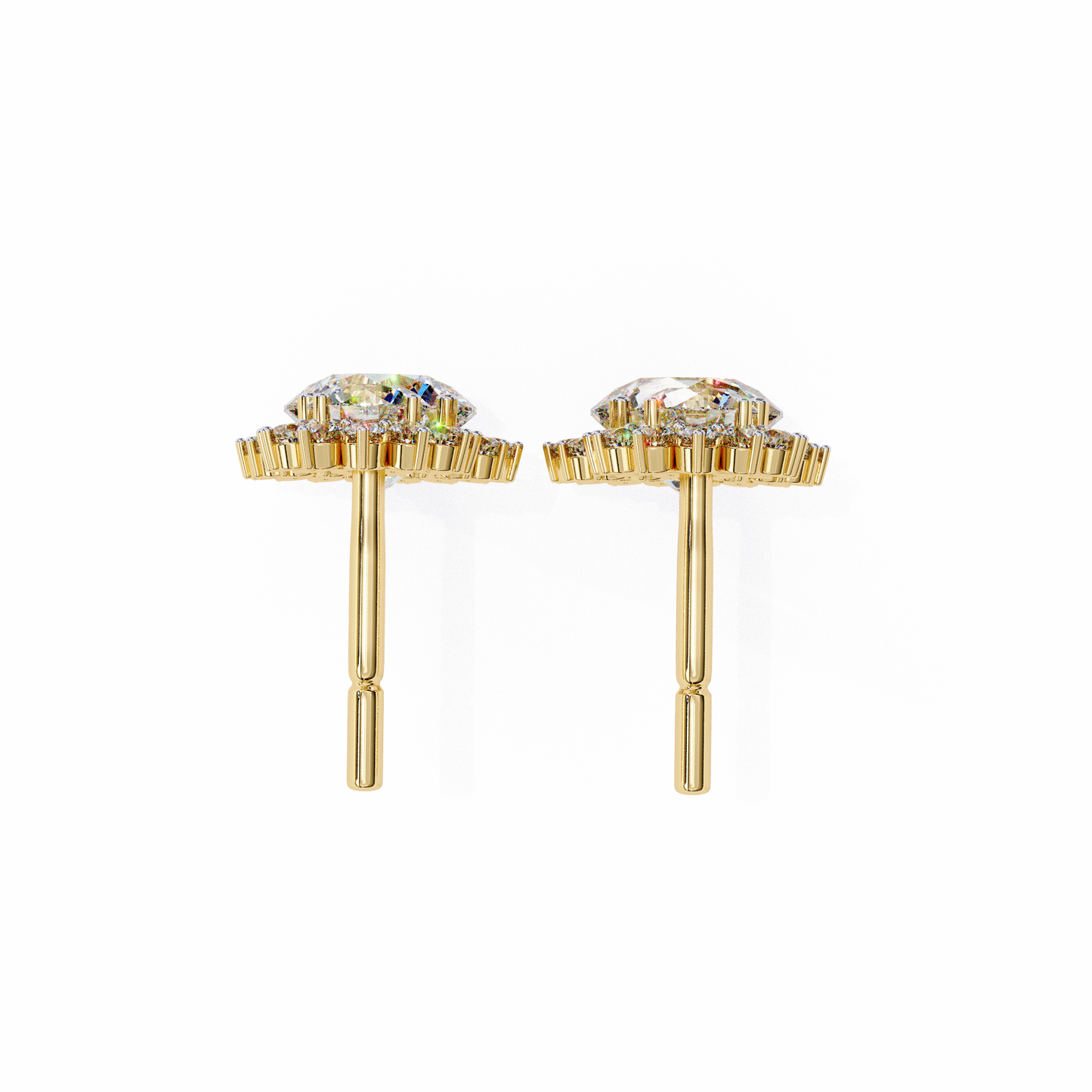 LGD  Ear Studs Round Stone (1.37ct Pair) In 14K Gold