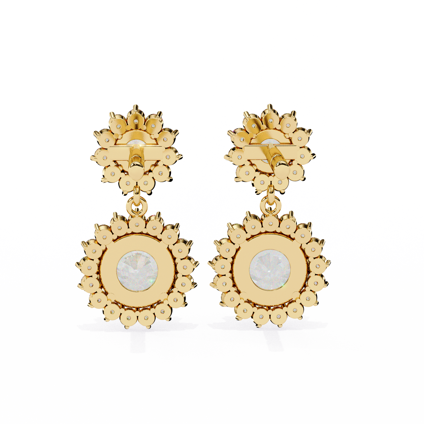 LGD  Ear Studs Round Stone (1.37ct Pair) In 14K Gold
