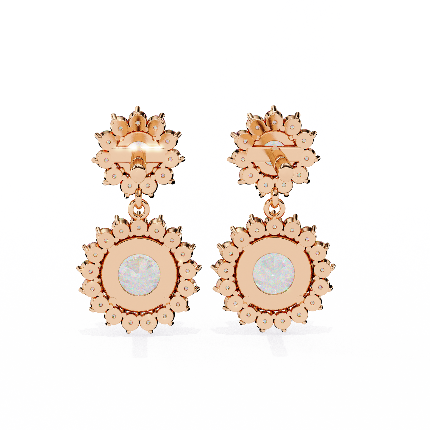 LGD  Ear Studs Round Stone (1.37ct Pair) In 14K Gold