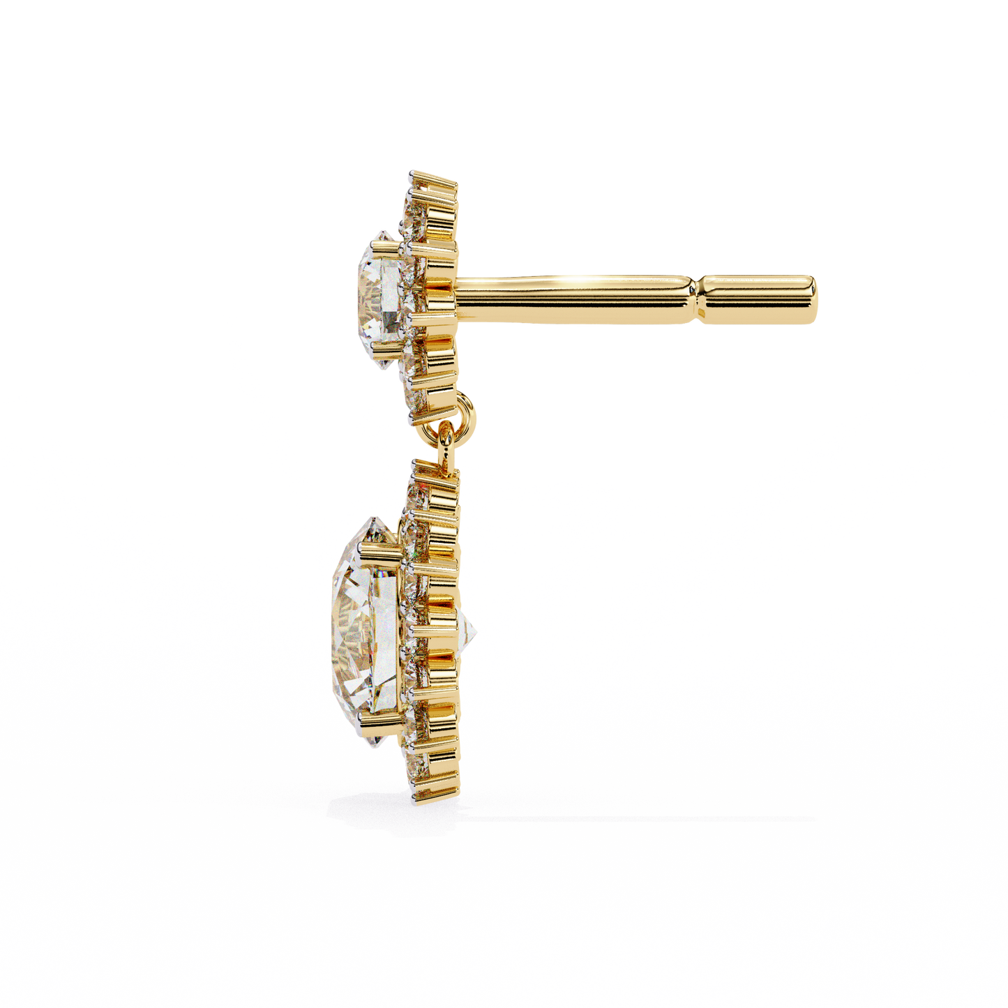 LGD  Ear Studs Round Stone (1.37ct Pair) In 14K Gold