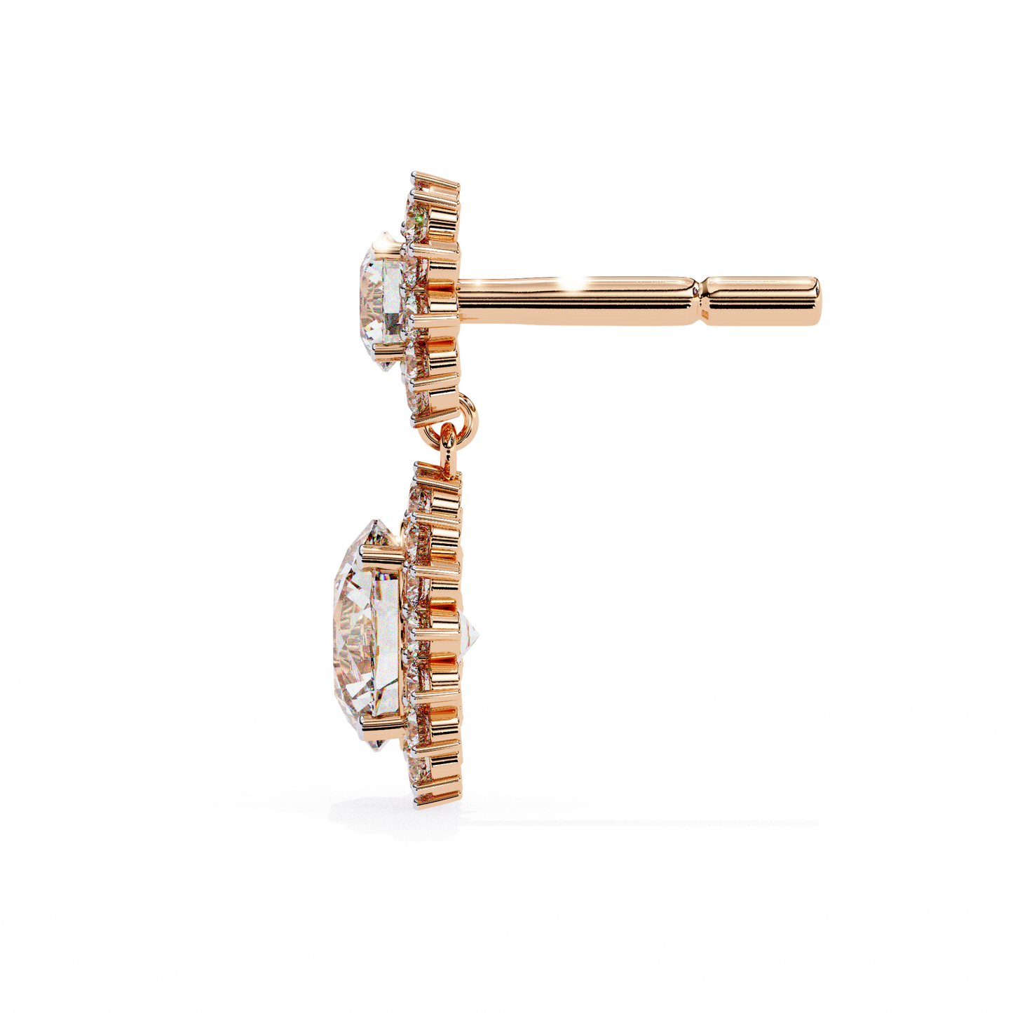 LGD  Ear Studs Round Stone (1.37ct Pair) In 14K Gold