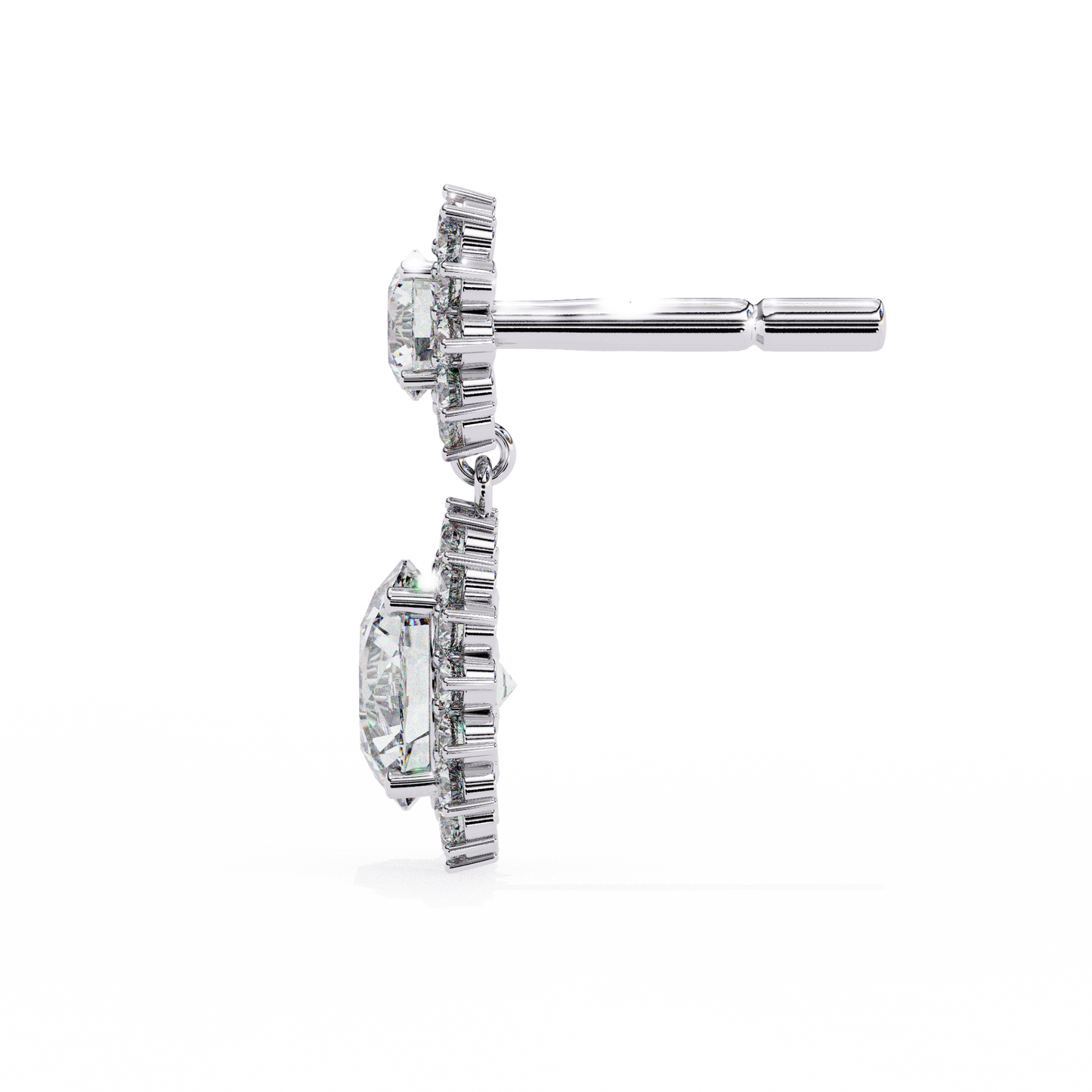 LGD  Ear Studs Round Stone (1.37ct Pair) In 14K Gold