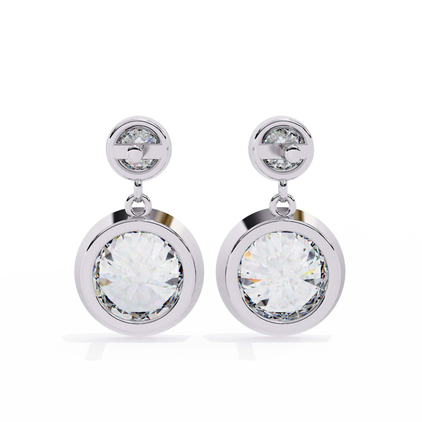 LGD Ear Studs Round  Stone (1.82ct Pair) In 14K Gold