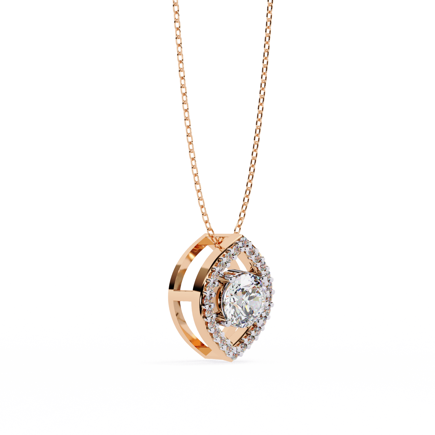 LGD Pendant Round Stone (0.56ct ) In 14K Gold Without Chain