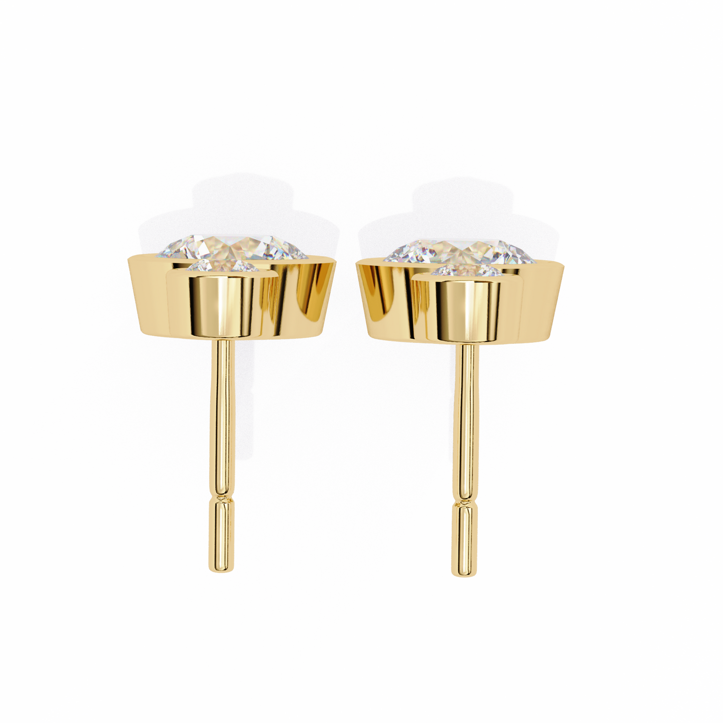 LGD Ear Studs Round  Stone (1.82ct Pair) In 14K Gold