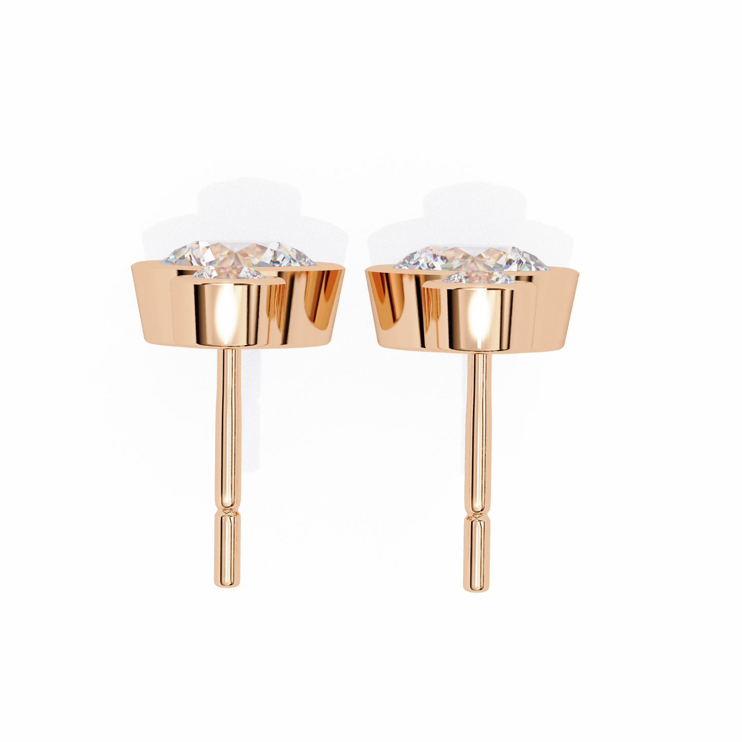 LGD Ear Studs Round  Stone (1.82ct Pair) In 14K Gold