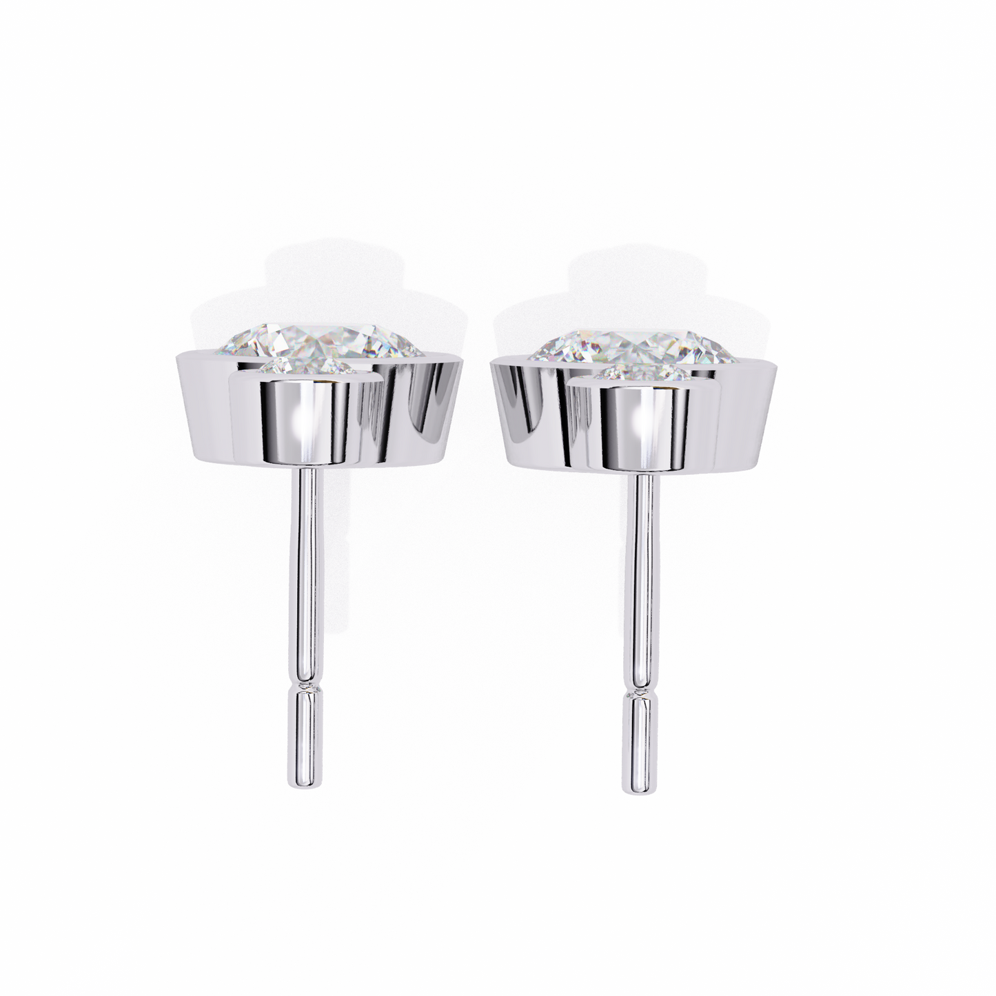 LGD Ear Studs Round  Stone (1.82ct Pair) In 14K Gold