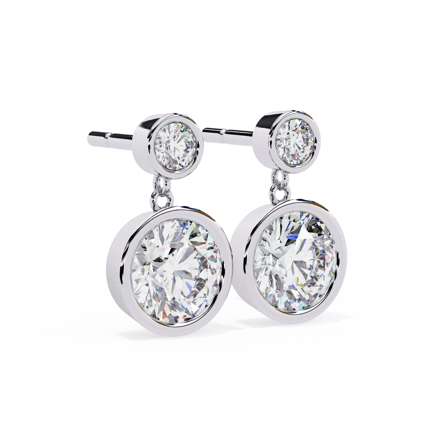 LGD Ear Studs Round  Stone (1.82ct Pair) In 14K Gold