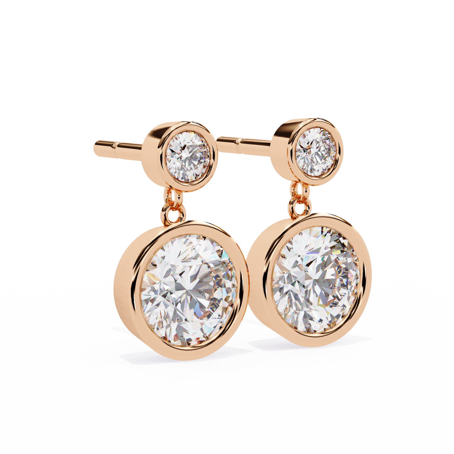 LGD Ear Studs Round  Stone (1.82ct Pair) In 14K Gold