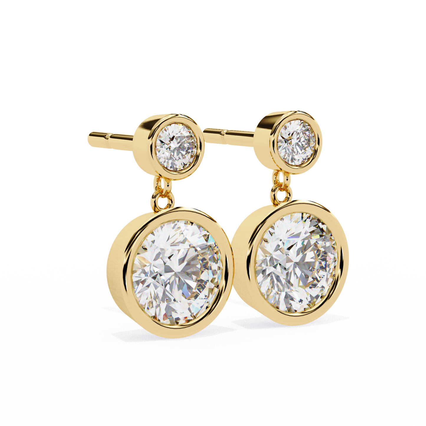 LGD Ear Studs Round  Stone (1.82ct Pair) In 14K Gold
