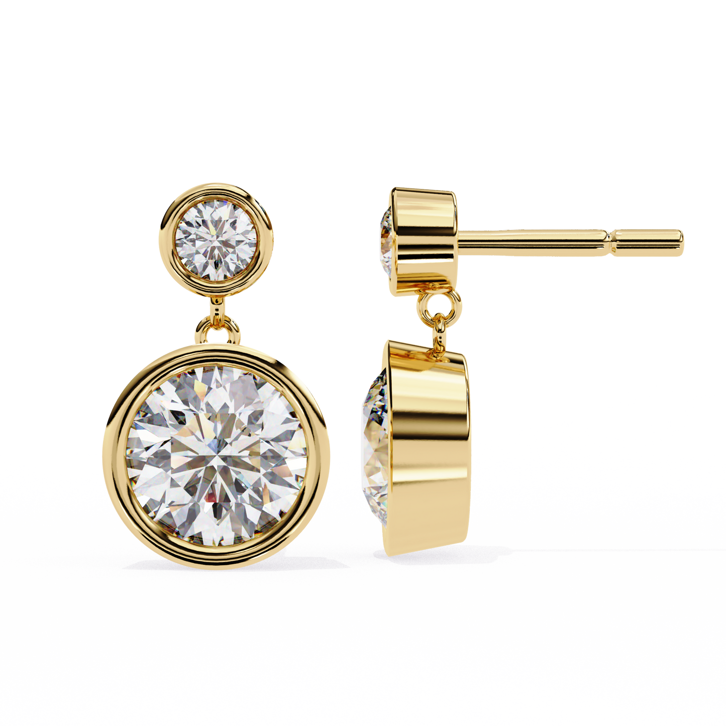 LGD Ear Studs Round  Stone (1.82ct Pair) In 14K Gold