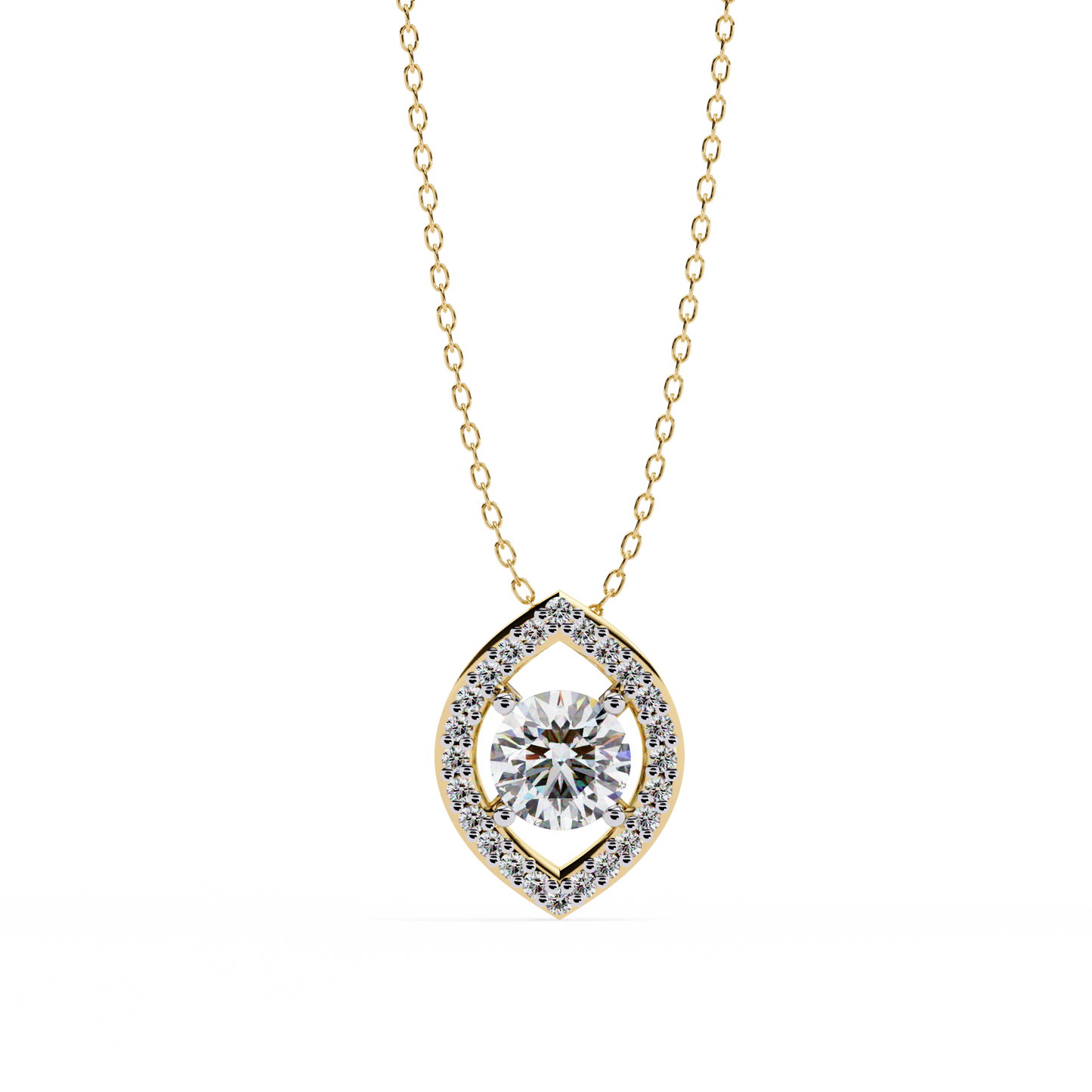 LGD Pendant Round Stone (0.56ct ) In 14K Gold Without Chain