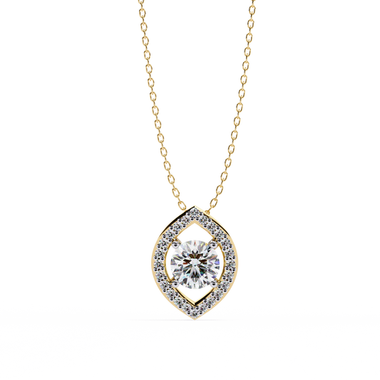 LGD Pendant Round Stone (0.56ct ) In 14K Gold Without Chain