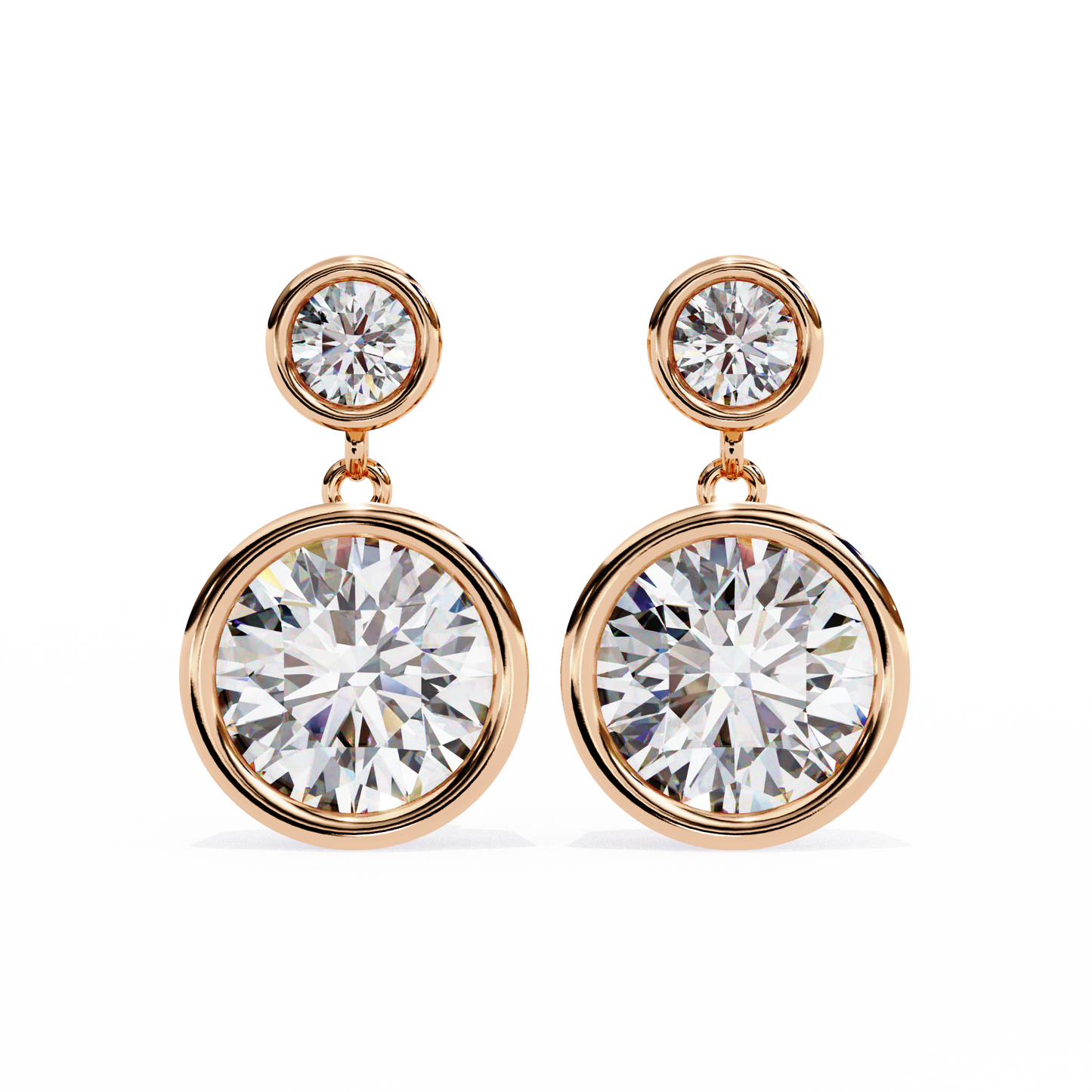 LGD Ear Studs Round  Stone (1.82ct Pair) In 14K Gold