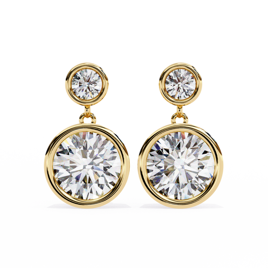LGD Ear Studs Round  Stone (1.82ct Pair) In 14K Gold