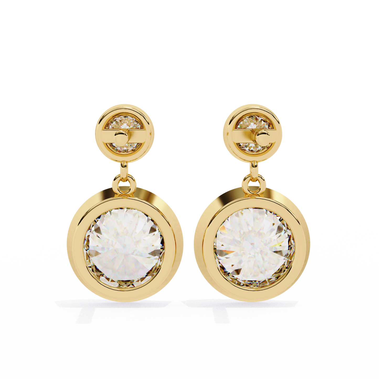 LGD Ear Studs Round  Stone (1.82ct Pair) In 14K Gold
