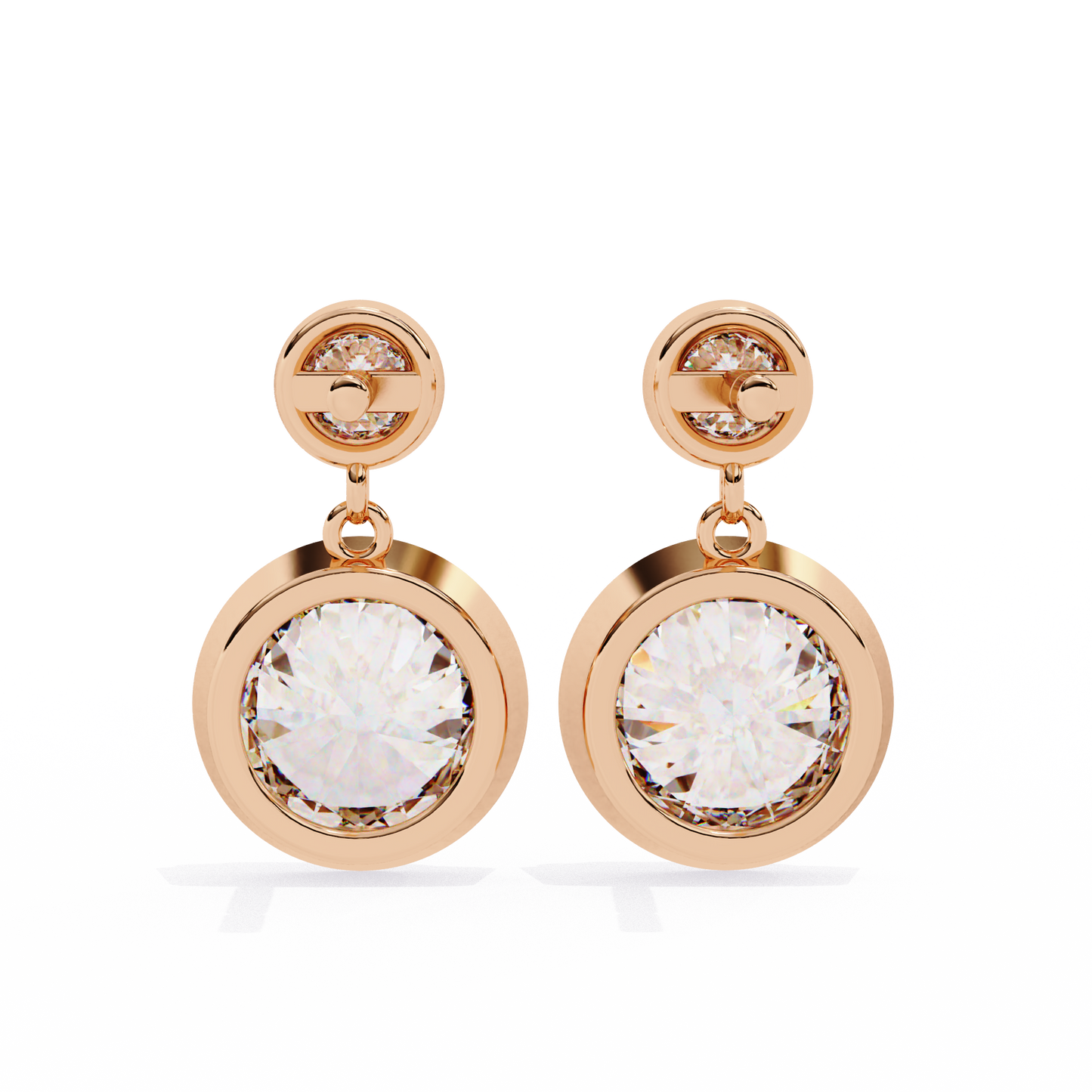 LGD Ear Studs Round  Stone (1.82ct Pair) In 14K Gold