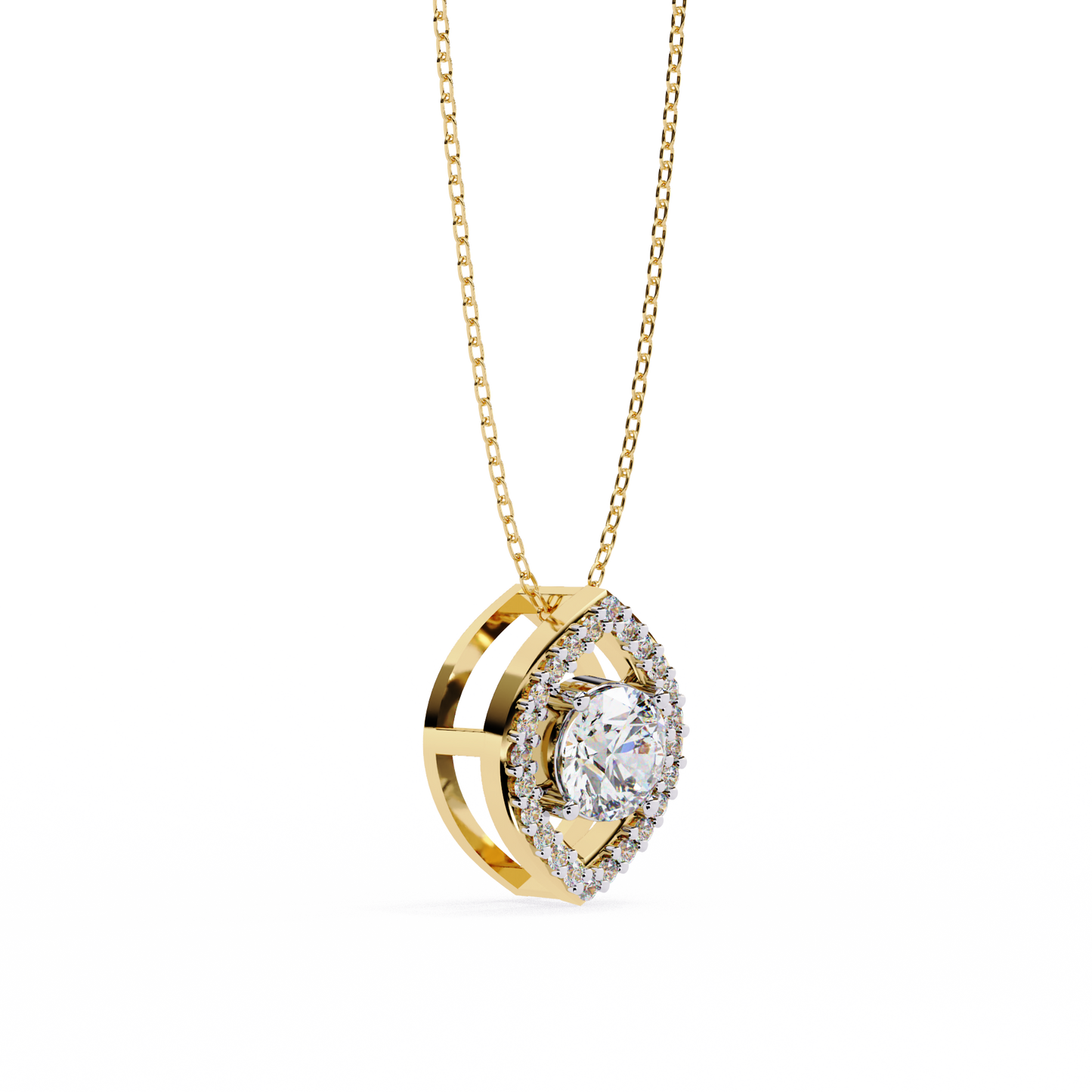 LGD Pendant Round Stone (0.56ct ) In 14K Gold Without Chain