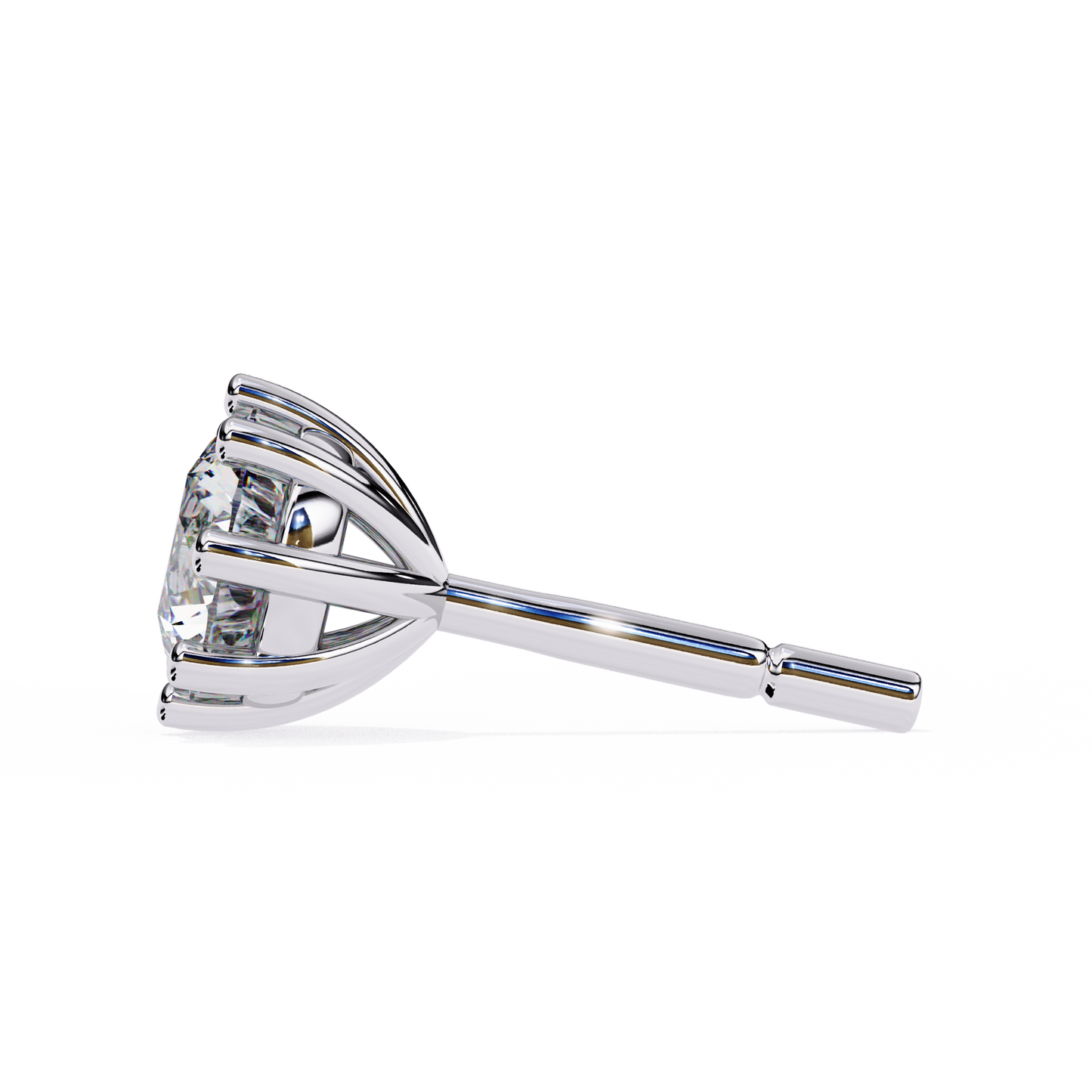 LGD Solitaire Ear Studs Round Stone (2.58ct Pair) In 14K Gold