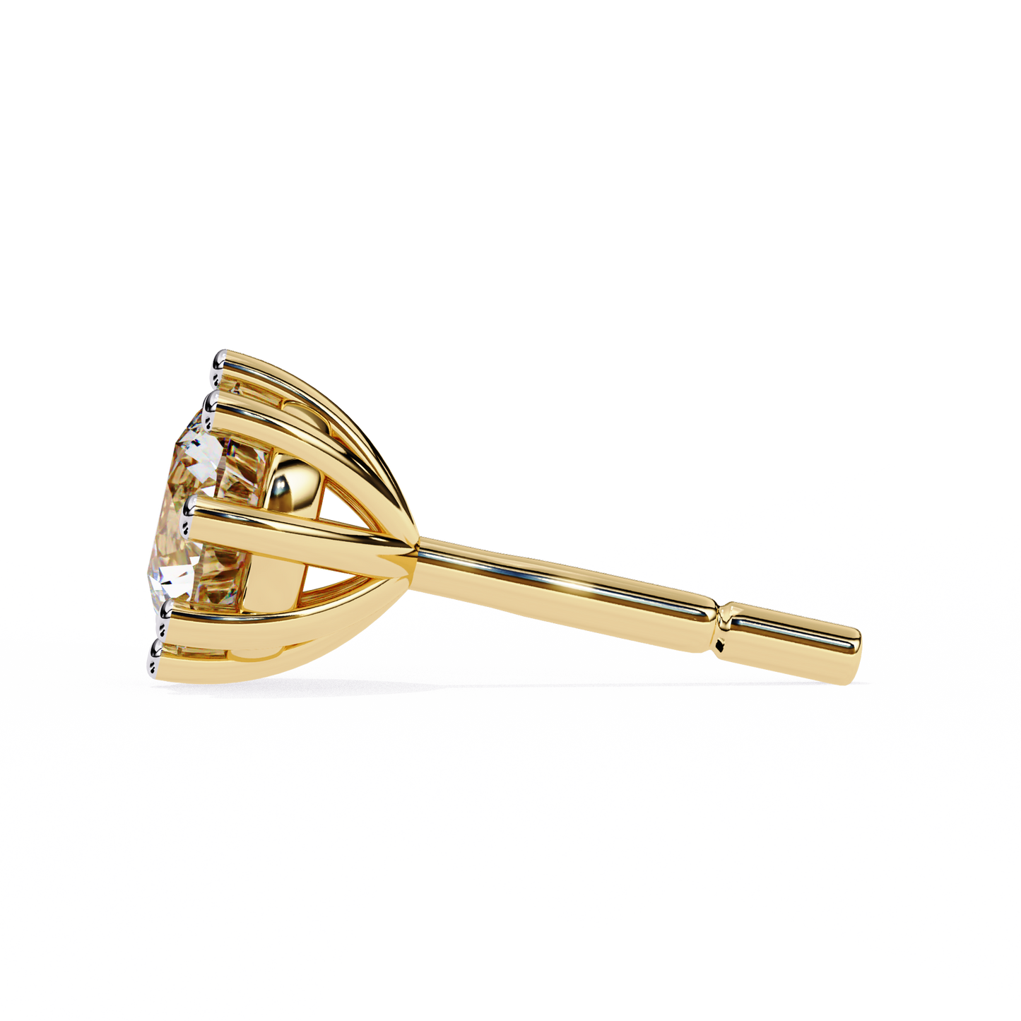 LGD Solitaire Ear Studs Round Stone (2.58ct Pair) In 14K Gold