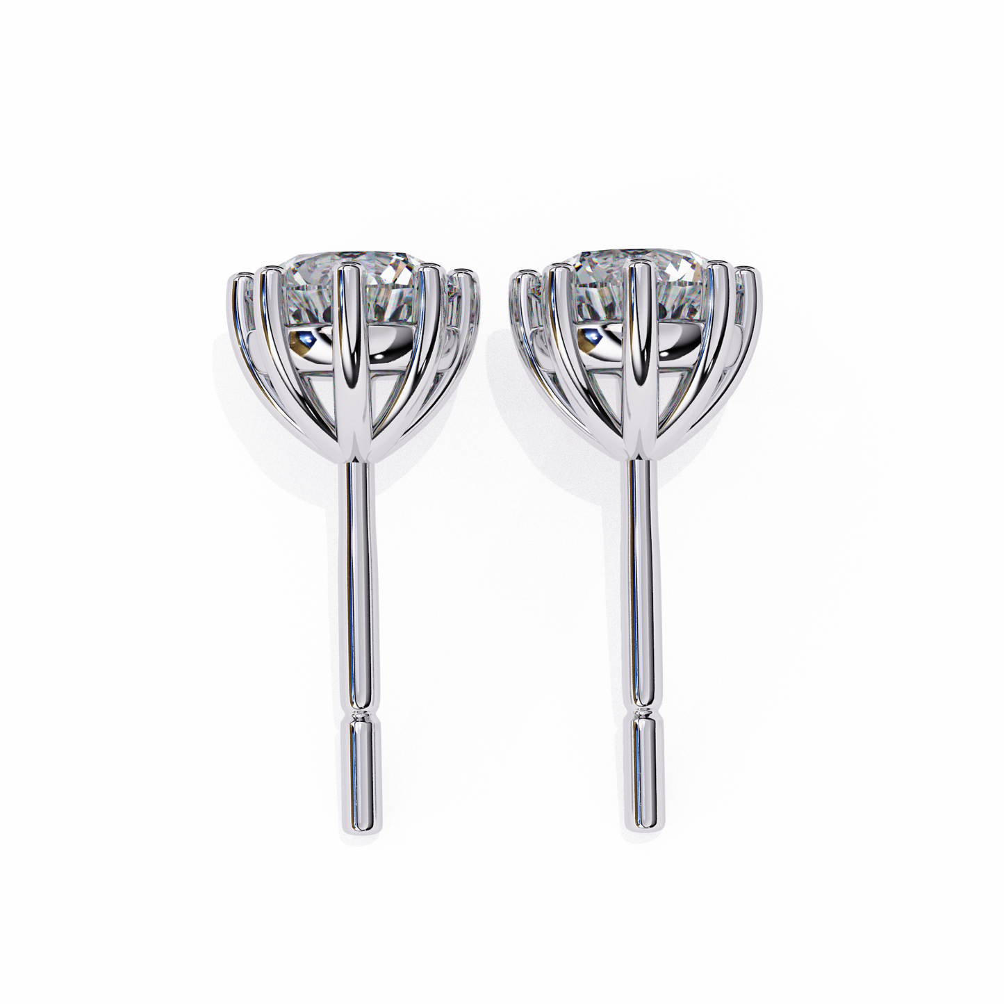 LGD Solitaire Ear Studs Round Stone (2.58ct Pair) In 14K Gold