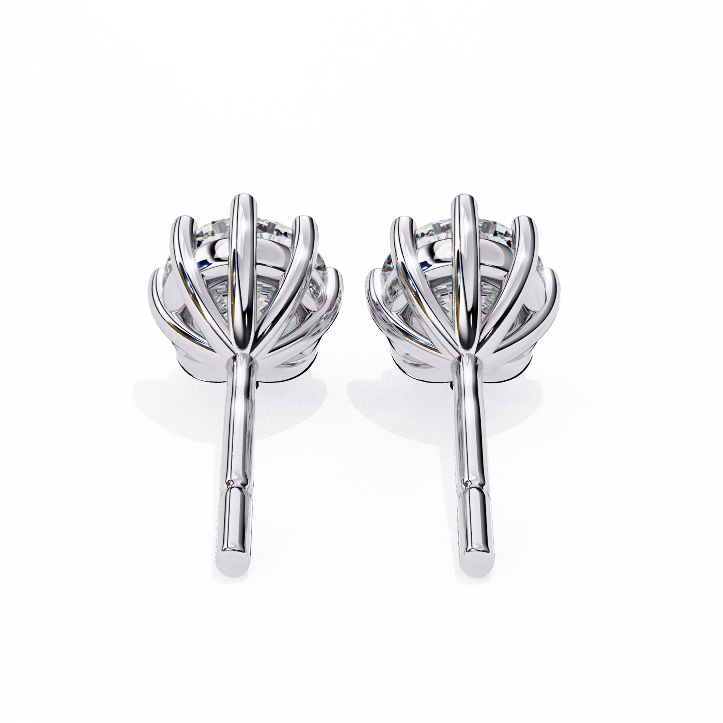 LGD Solitaire Ear Studs Round Stone (2.58ct Pair) In 14K Gold