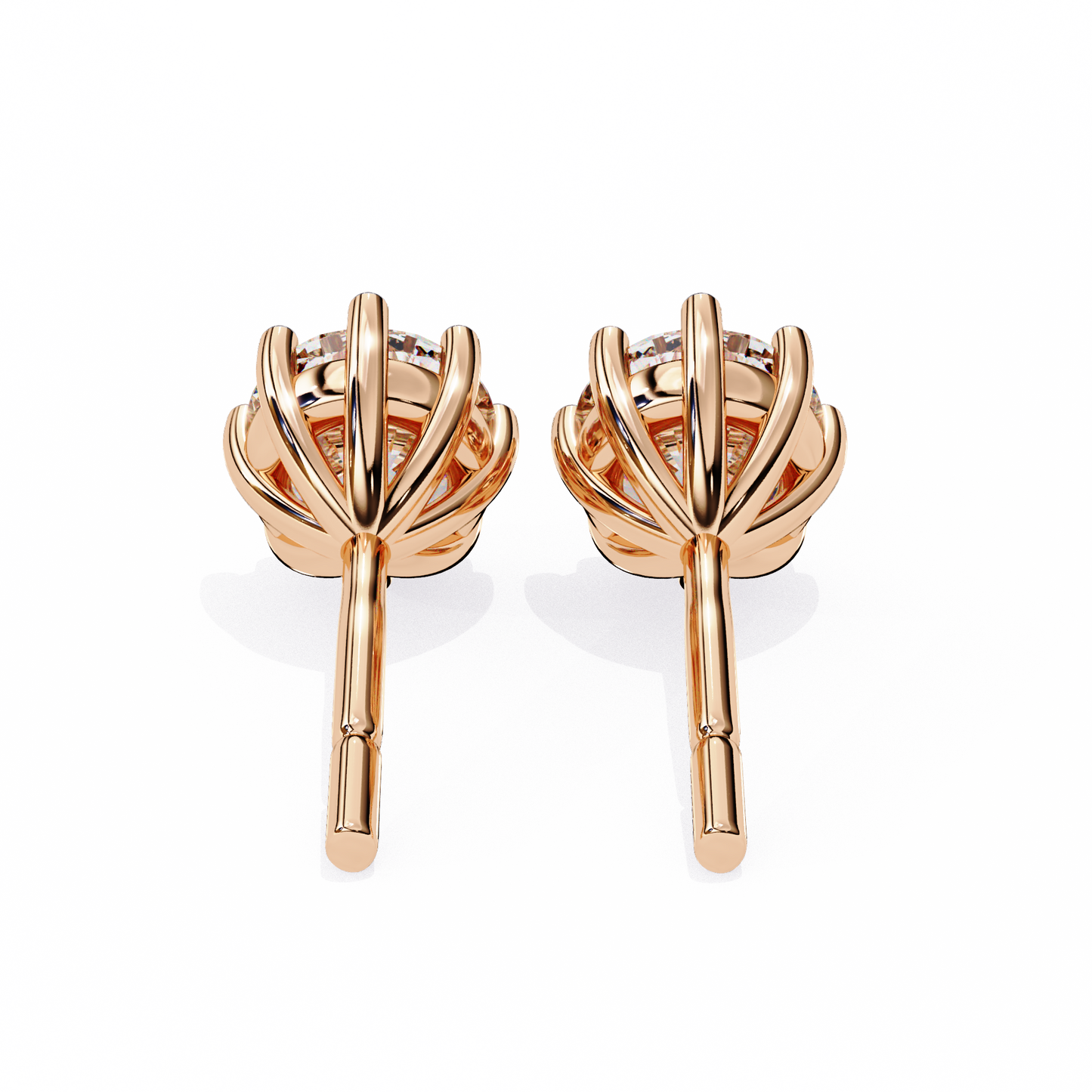 LGD Solitaire Ear Studs Round Stone (2.58ct Pair) In 14K Gold