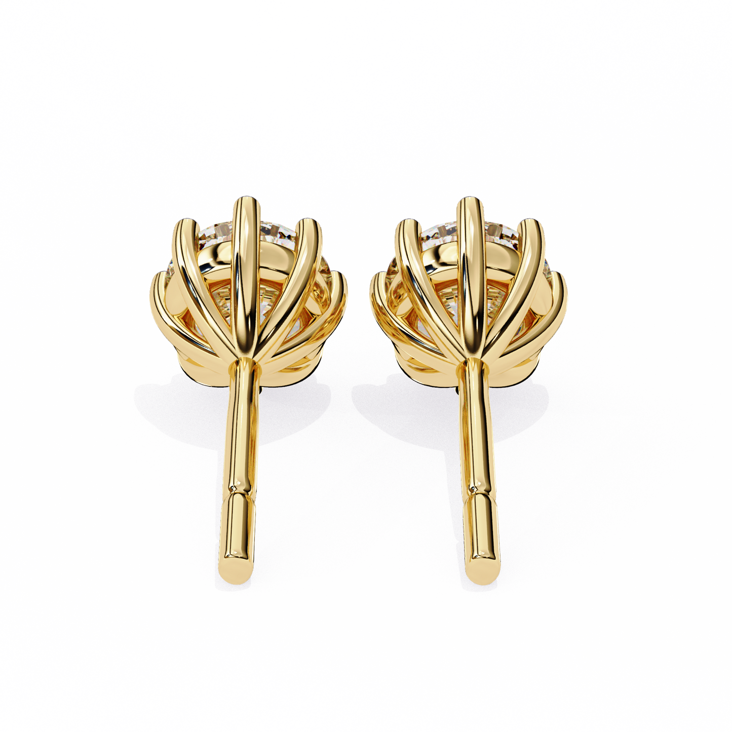 LGD Solitaire Ear Studs Round Stone (2.58ct Pair) In 14K Gold