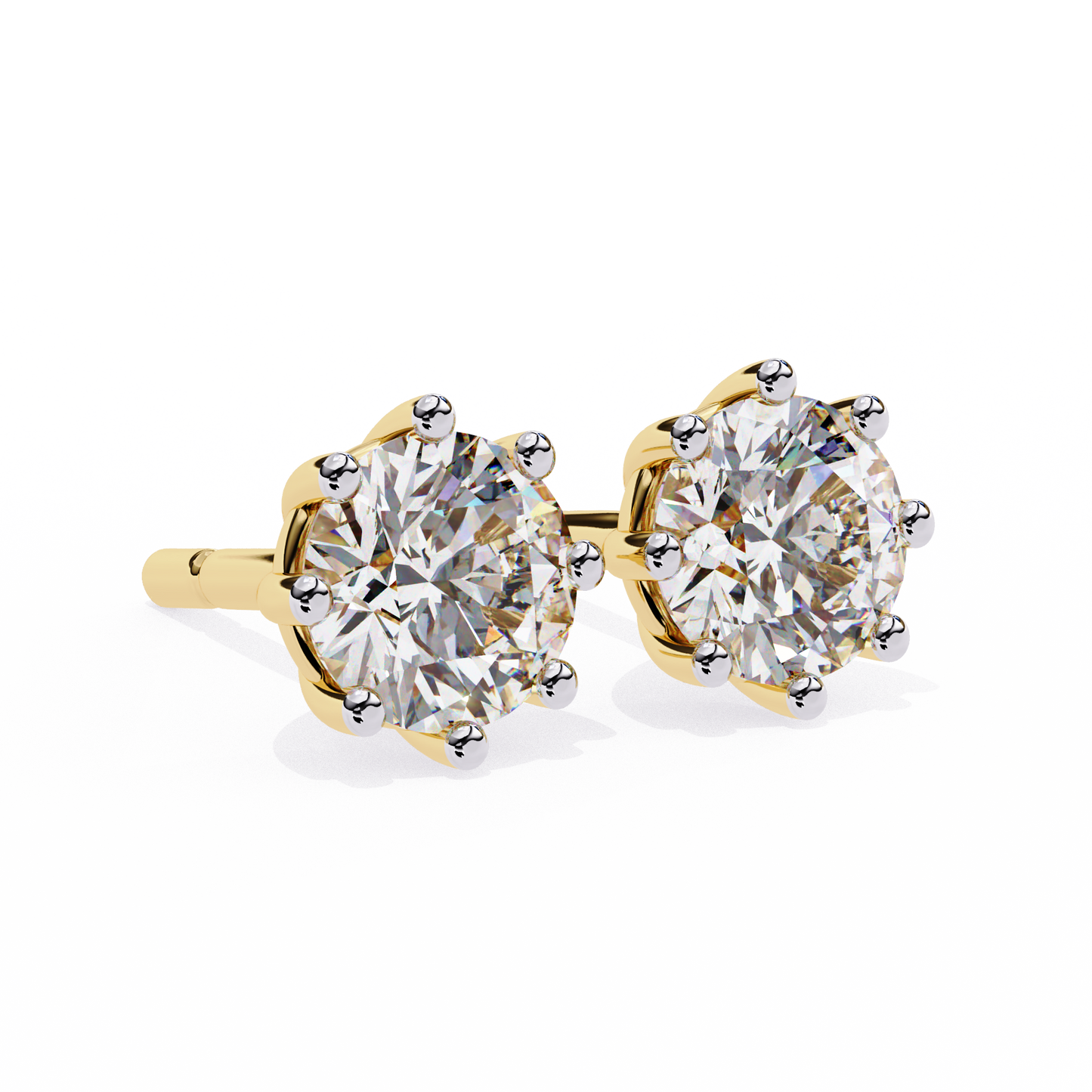 LGD Solitaire Ear Studs Round Stone (2.58ct Pair) In 14K Gold
