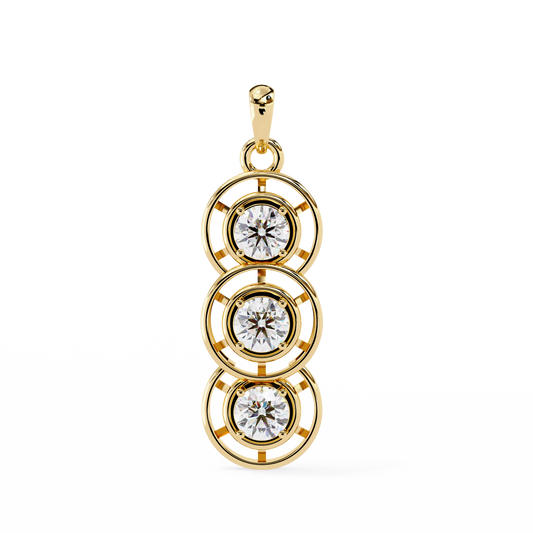 LGD Pendant Round Stone (1.23ct) In 14K Gold Without Chain