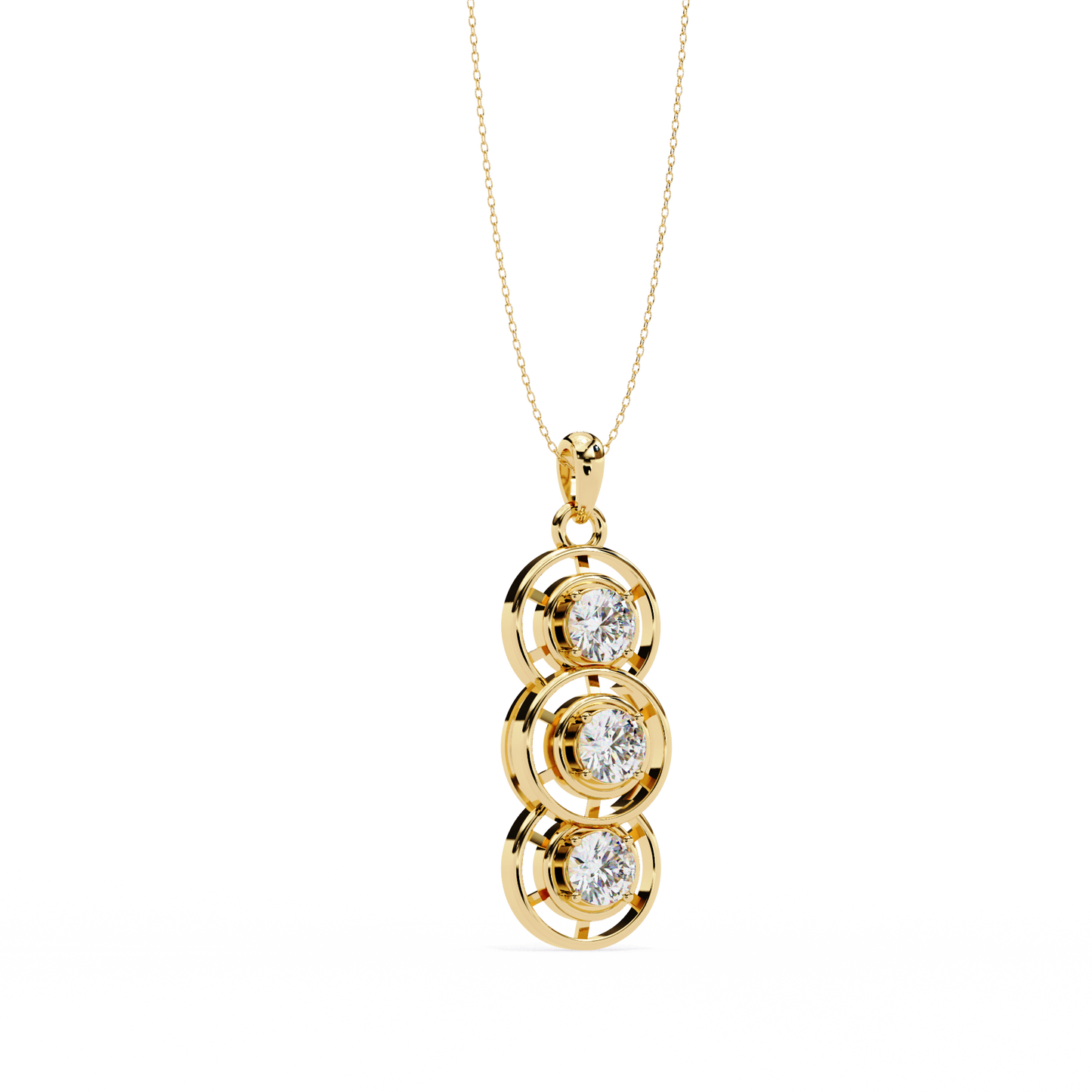 LGD Pendant Round Stone (1.23ct) In 14K Gold Without Chain