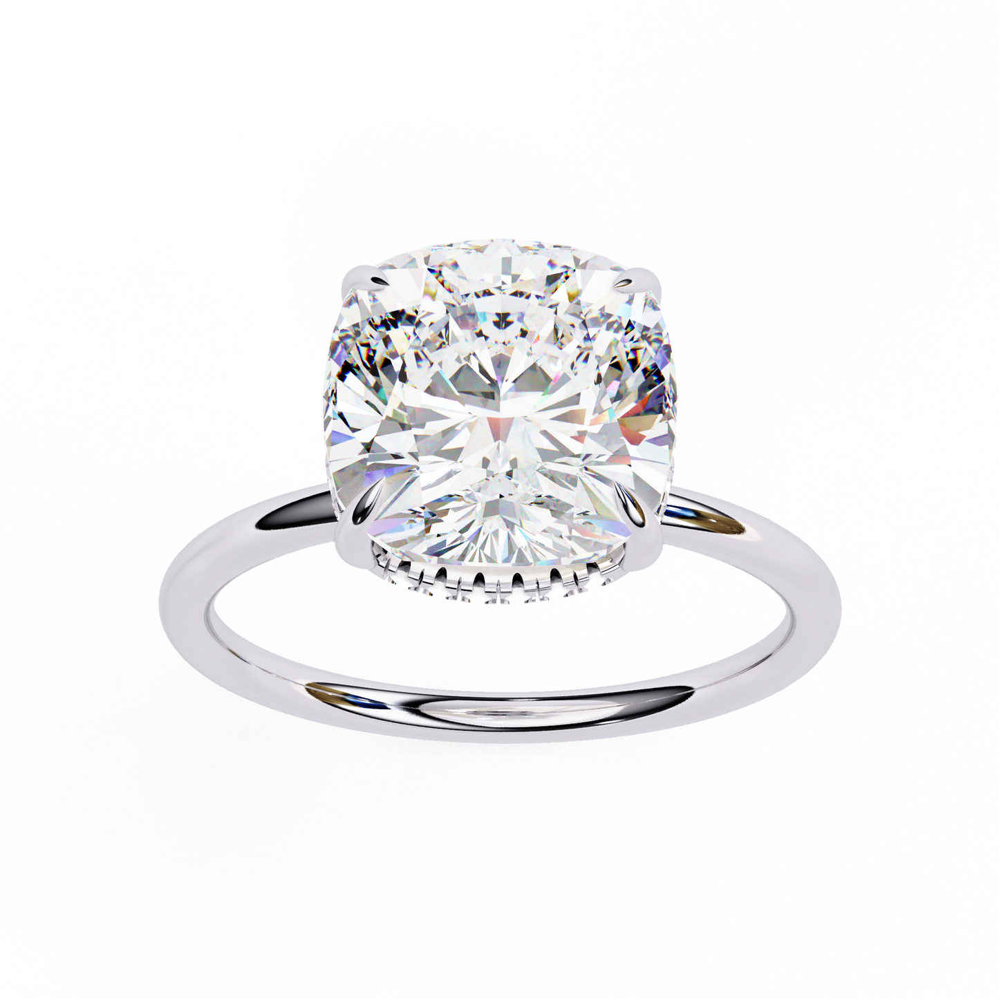 LGD Solitaire Ring Cushion (2.82ct) In 14K Gold
