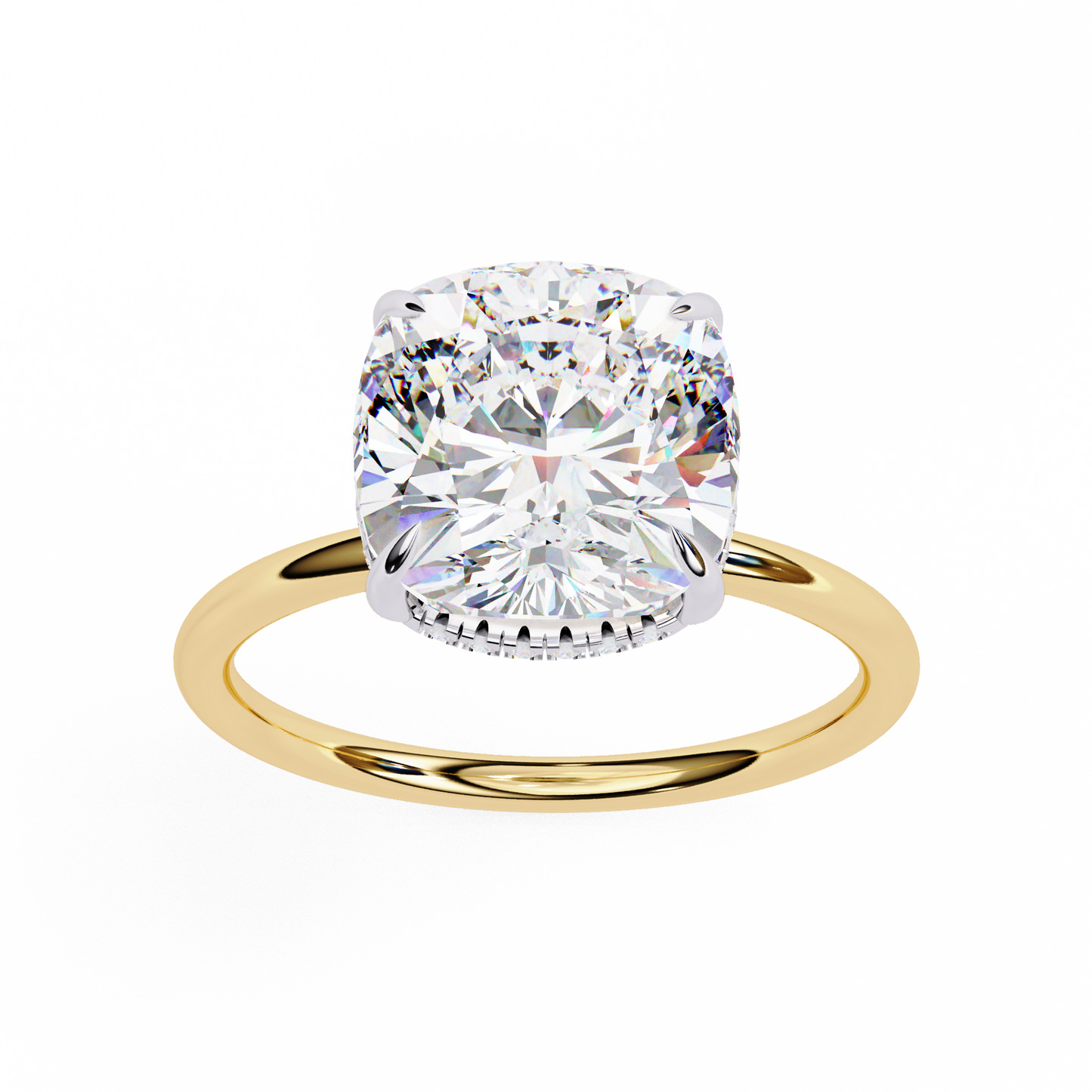 LGD Solitaire Ring Cushion (2.82ct) In 14K Gold