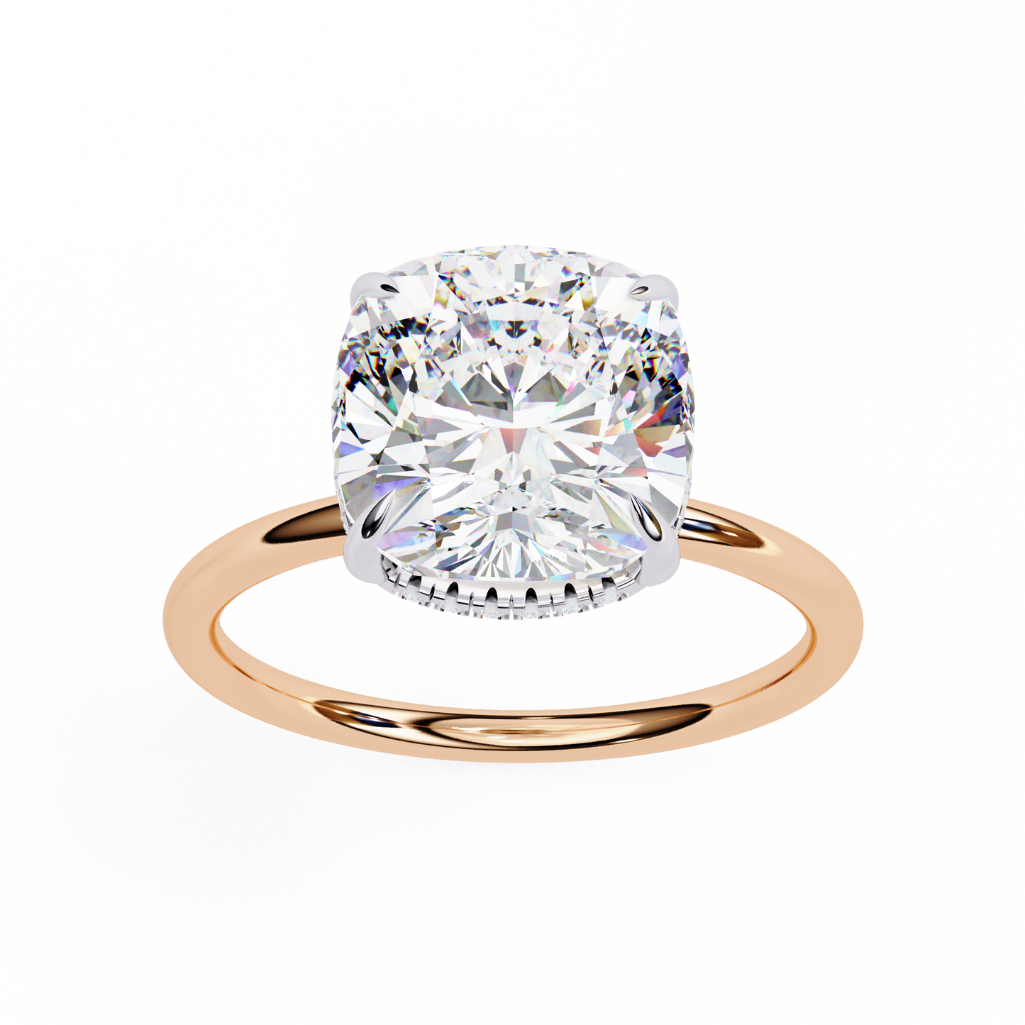 LGD Solitaire Ring Cushion (2.82ct) In 14K Gold