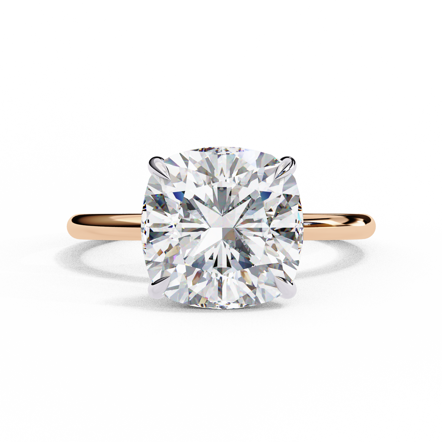 LGD Solitaire Ring Cushion (2.82ct) In 14K Gold