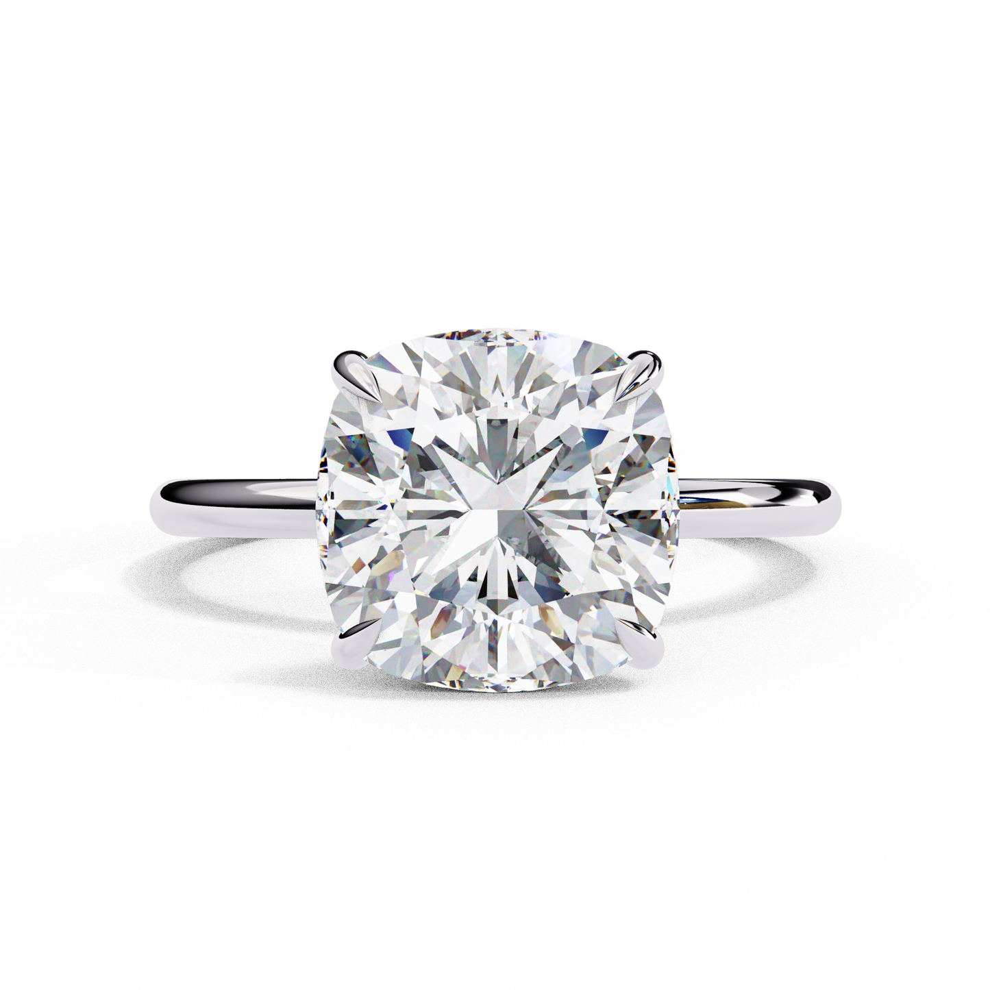 LGD Solitaire Ring Cushion (2.82ct) In 14K Gold