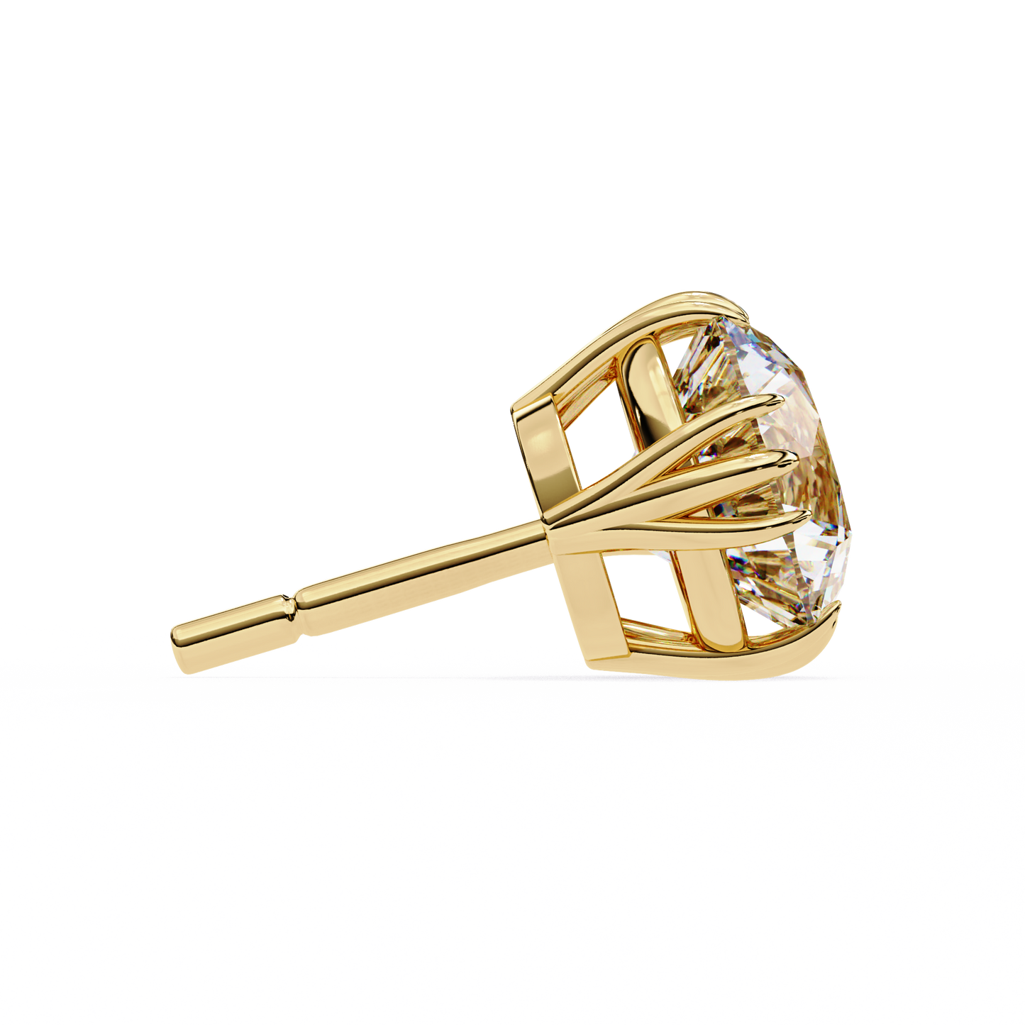 LGD Solitaire Ear Studs Round Stone (2.8ct Pair) In 14K Gold