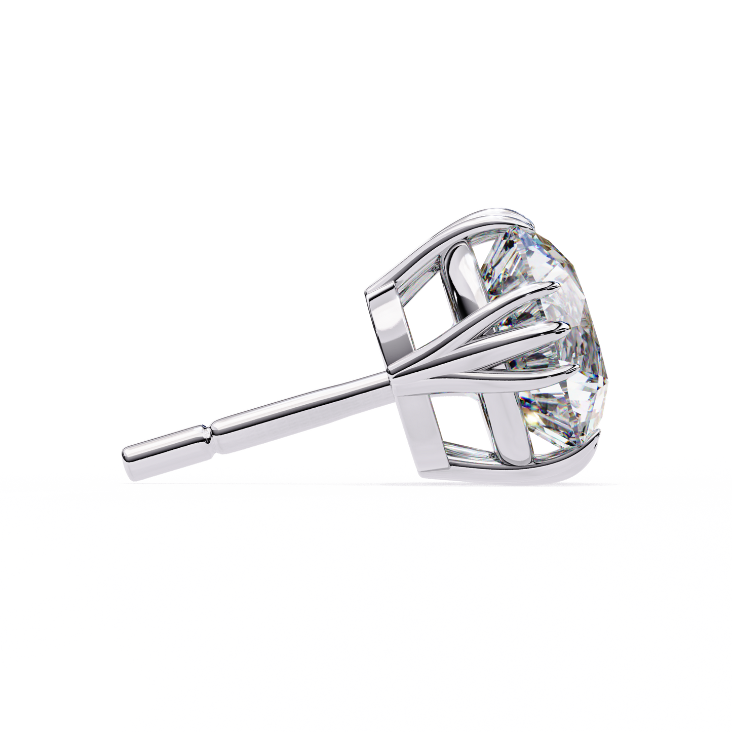 LGD Solitaire Ear Studs Round Stone (2.8ct Pair) In 14K Gold