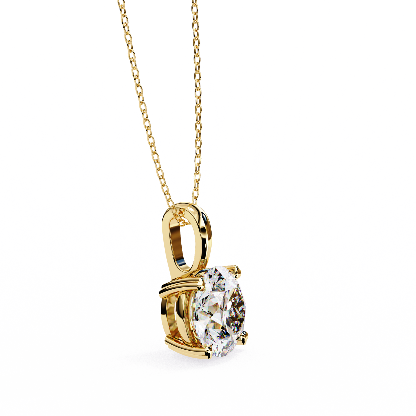 Lab Grown Diamond Pendant Round Stone (0.80ct) In 14K Gold Without Chain