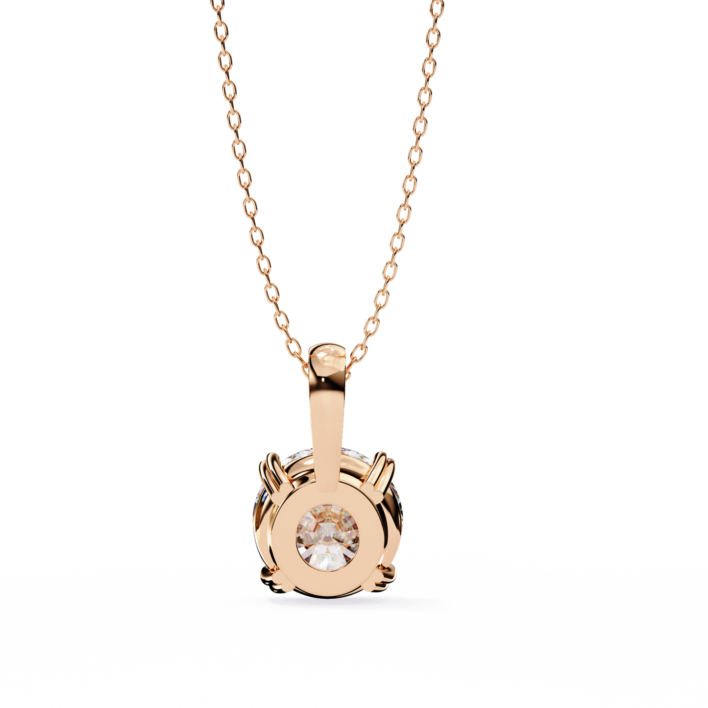 Lab Grown Diamond Pendant Round Stone (0.80ct) In 14K Gold Without Chain