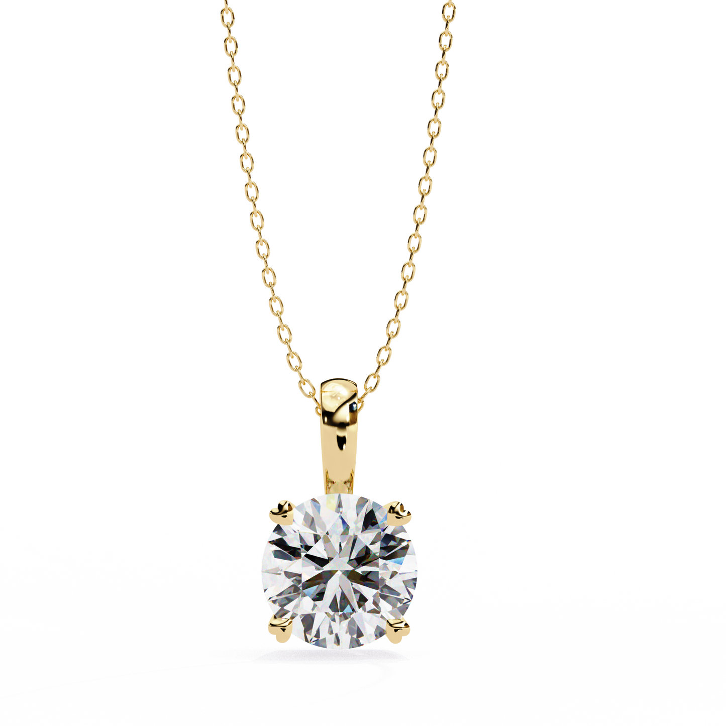 Lab Grown Diamond Pendant Round Stone (0.80ct) In 14K Gold Without Chain