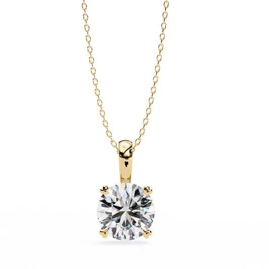 Lab Grown Diamond Pendant Round Stone (0.80ct) In 14K Gold Without Chain