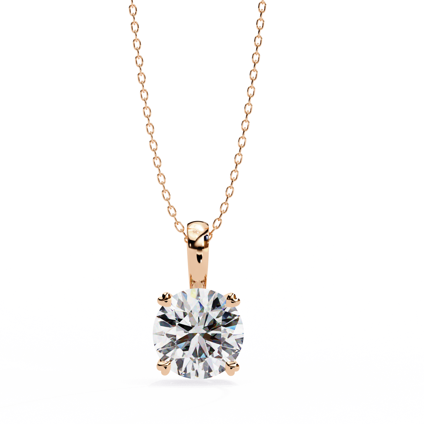 Lab Grown Diamond Pendant Round Stone (0.80ct) In 14K Gold Without Chain