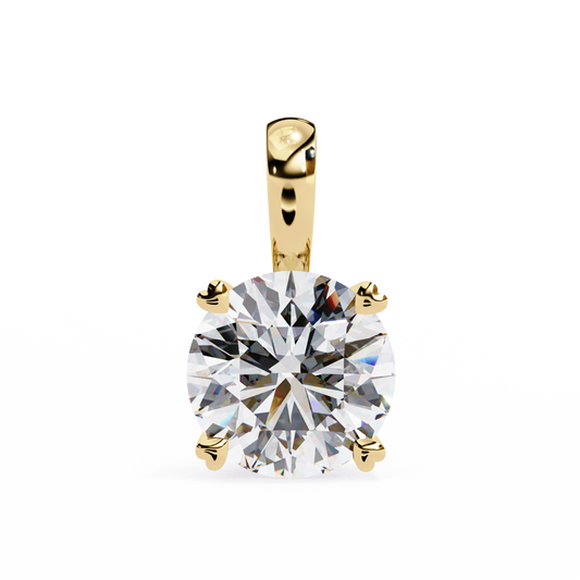 Lab Grown Diamond Pendant Round Stone (0.80ct) In 14K Gold Without Chain
