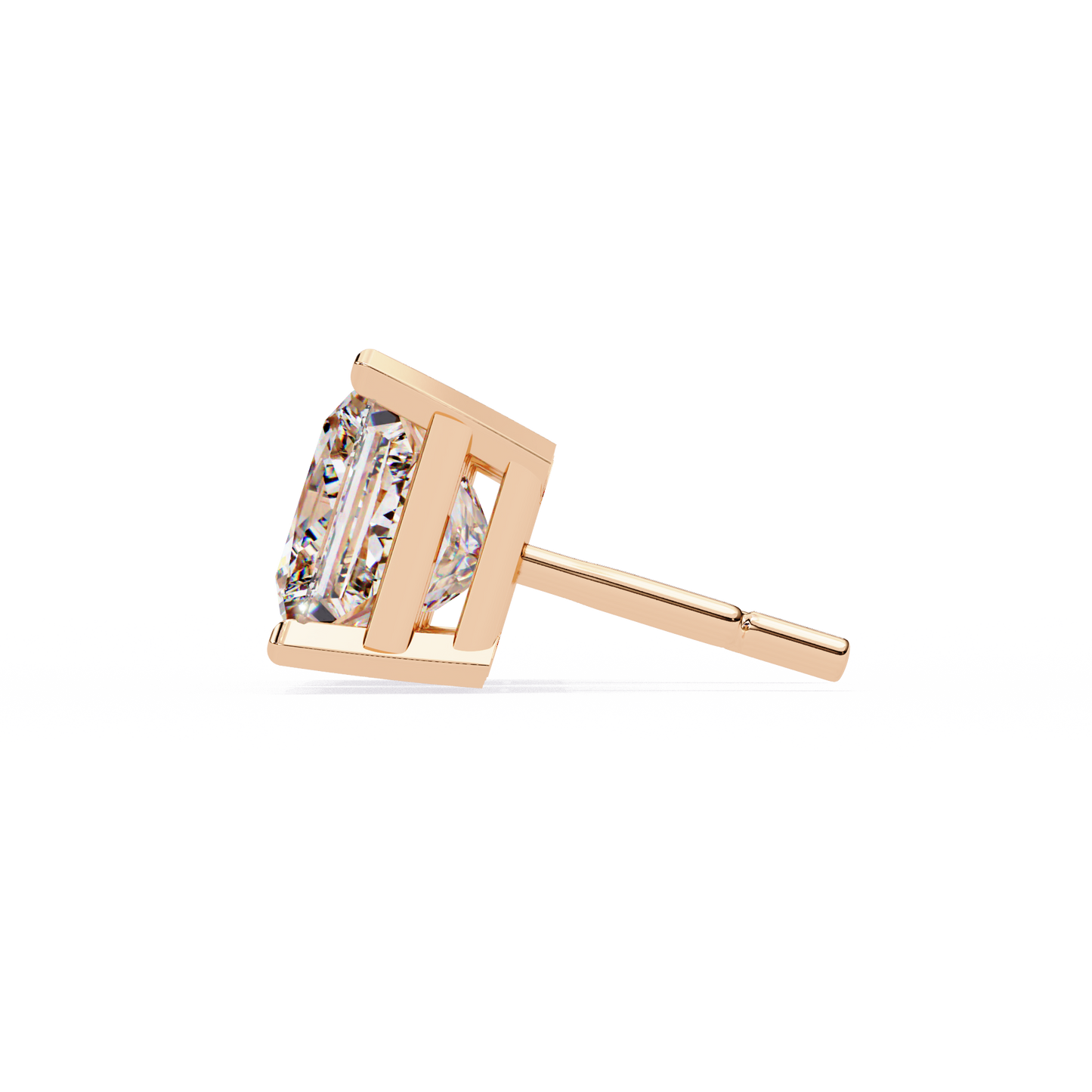 LGD Solitaire Ear Studs Princess Stone (3.04ct Pair) In 14K Gold