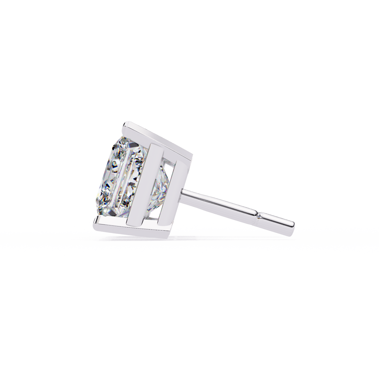 LGD Solitaire Ear Studs Princess Stone (3.04ct Pair) In 14K Gold