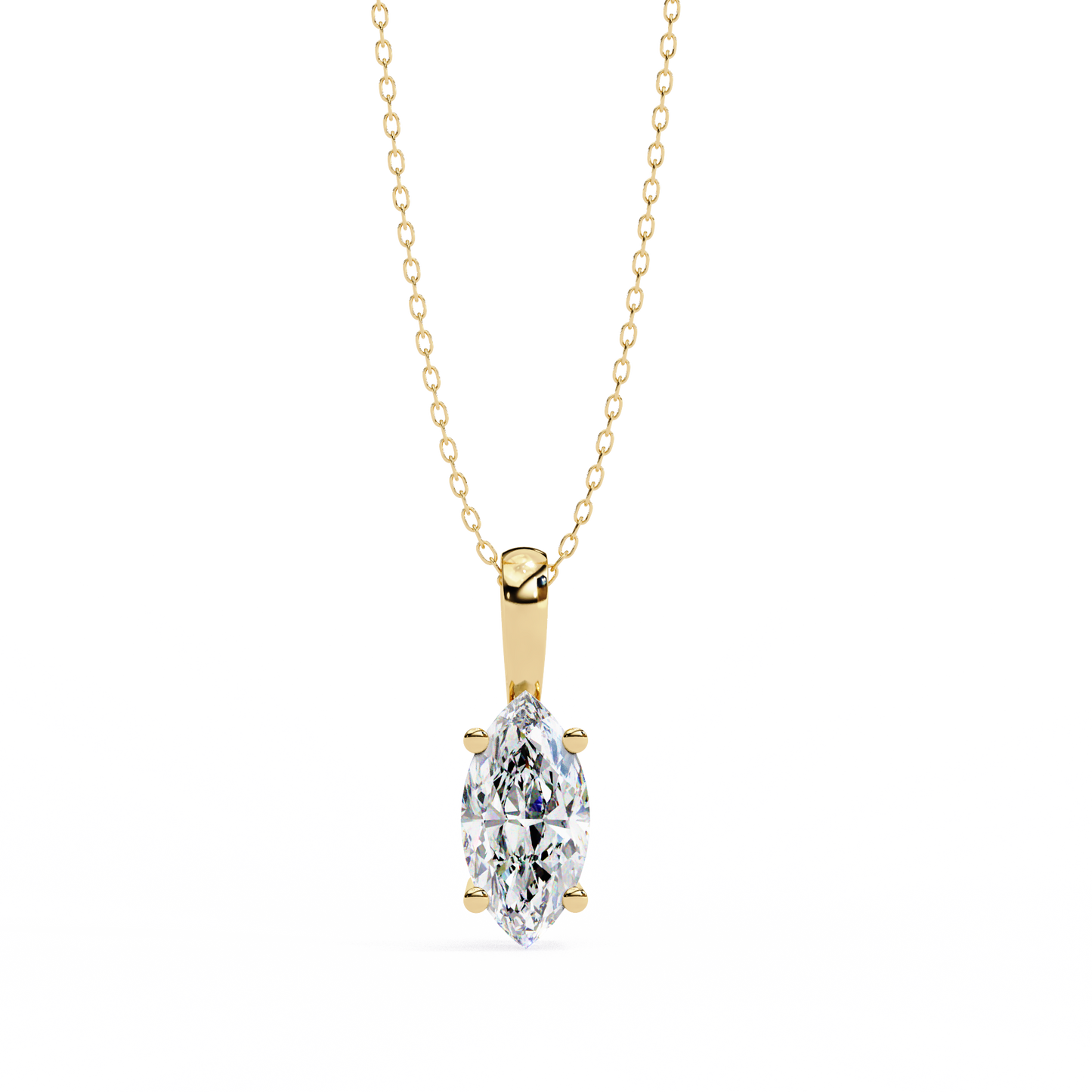 Lab Grown Diamond  Pendant Marquise Stone (0.93ct) In 14K Gold Without Chain