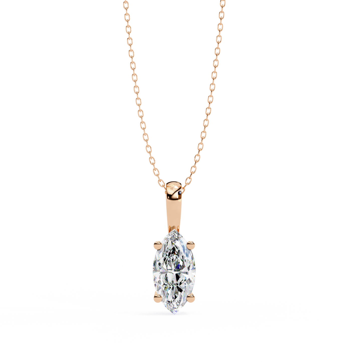 Lab Grown Diamond  Pendant Marquise Stone (0.93ct) In 14K Gold Without Chain