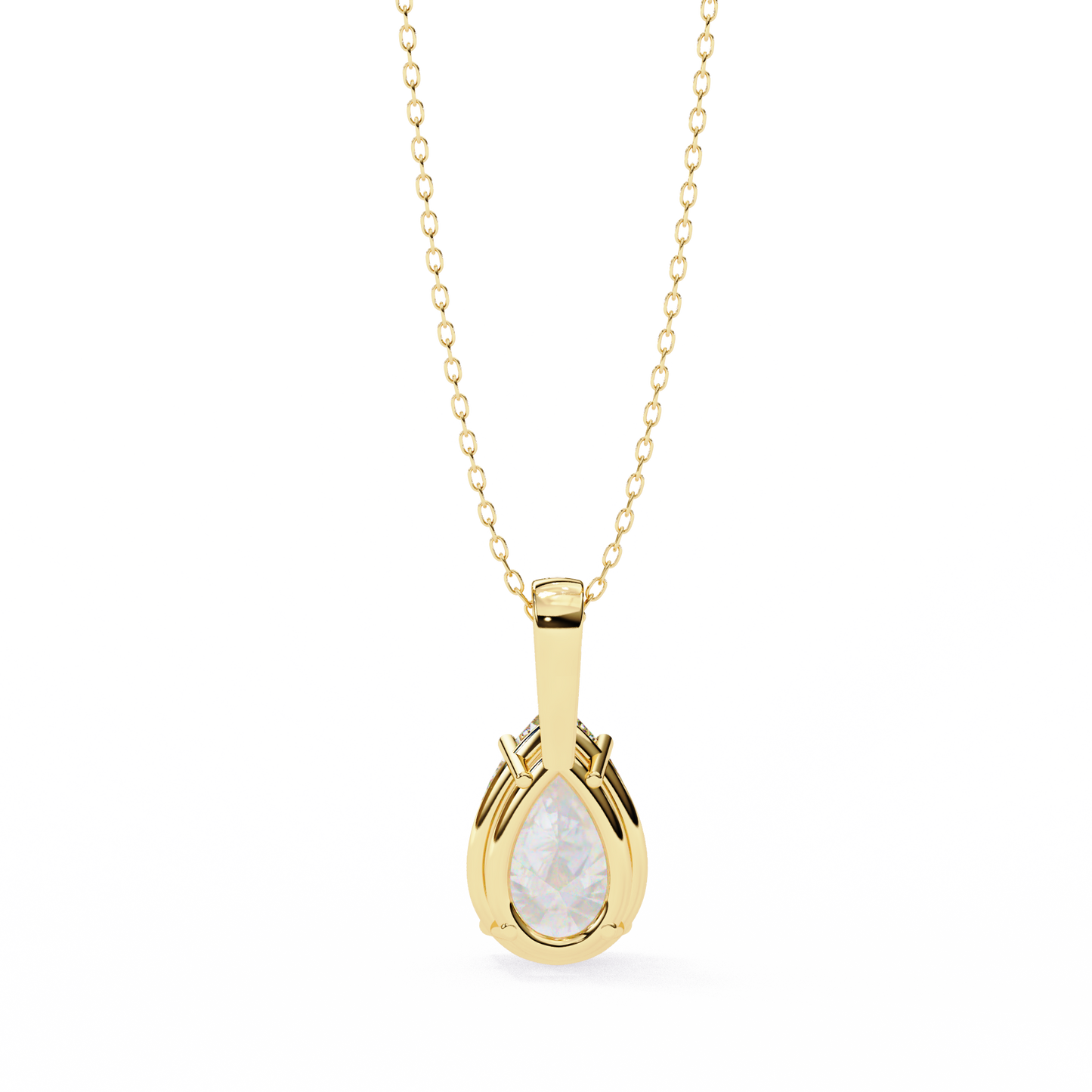 Lab Grown Solitaire Diamond Pendant Pear Stone (2.06ct) In 14K Gold Without Chain