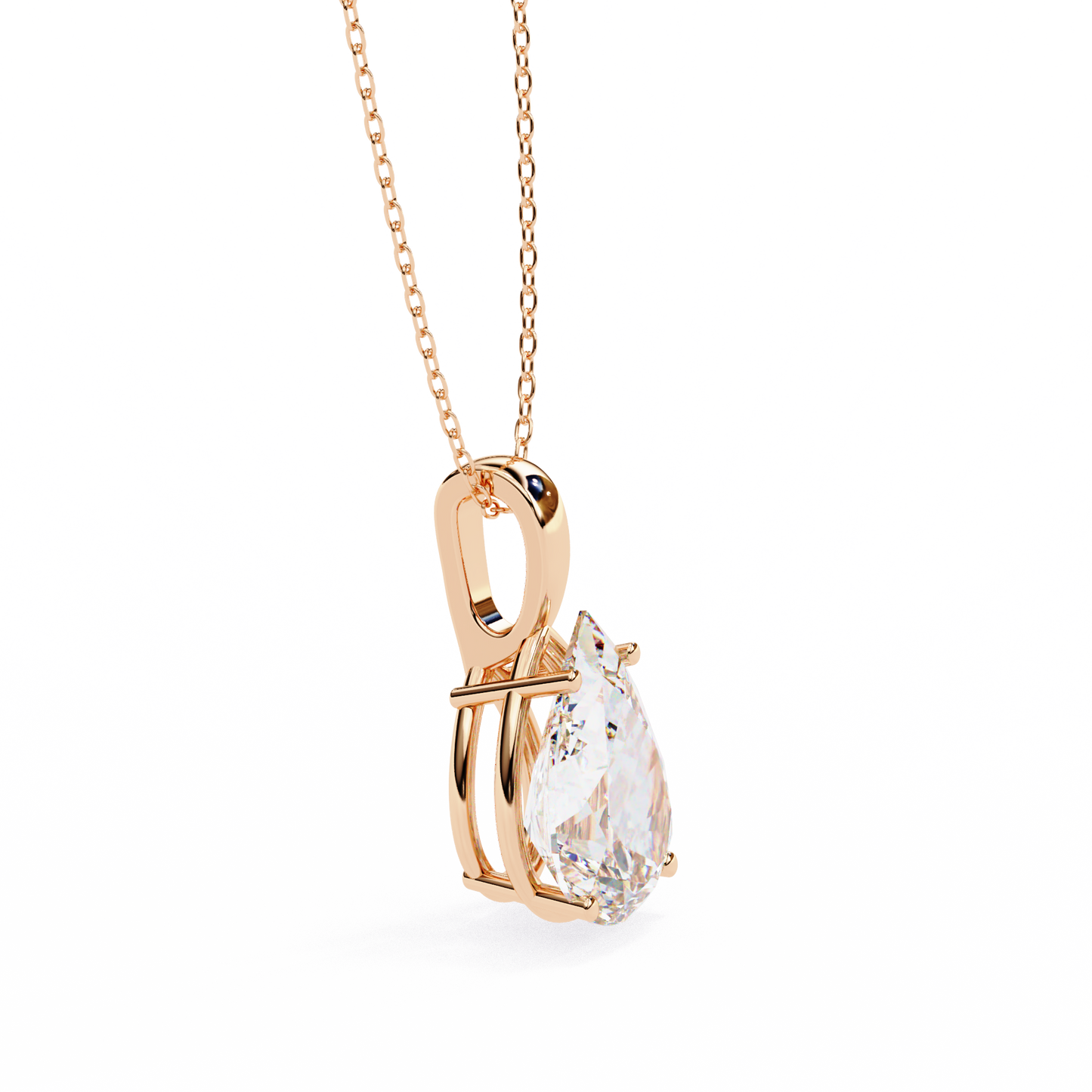 Lab Grown Solitaire Diamond Pendant Pear Stone (2.06ct) In 14K Gold Without Chain